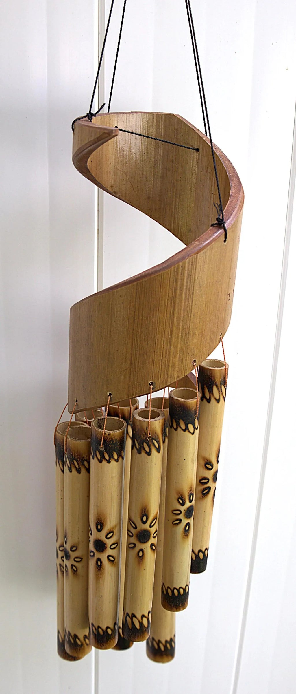 Handcrafted Spiral Bamboo Wind Chime | Natural Outdoor Garden Decor, Meditation Space Soothing Tones