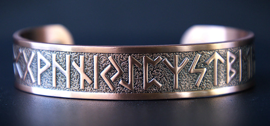 Handcrafted Viking Rune Bracelet for Men, Strength Honor Protection, Magnetic Copper Cuff, Norse Jewelry, Masculine Gift for Him