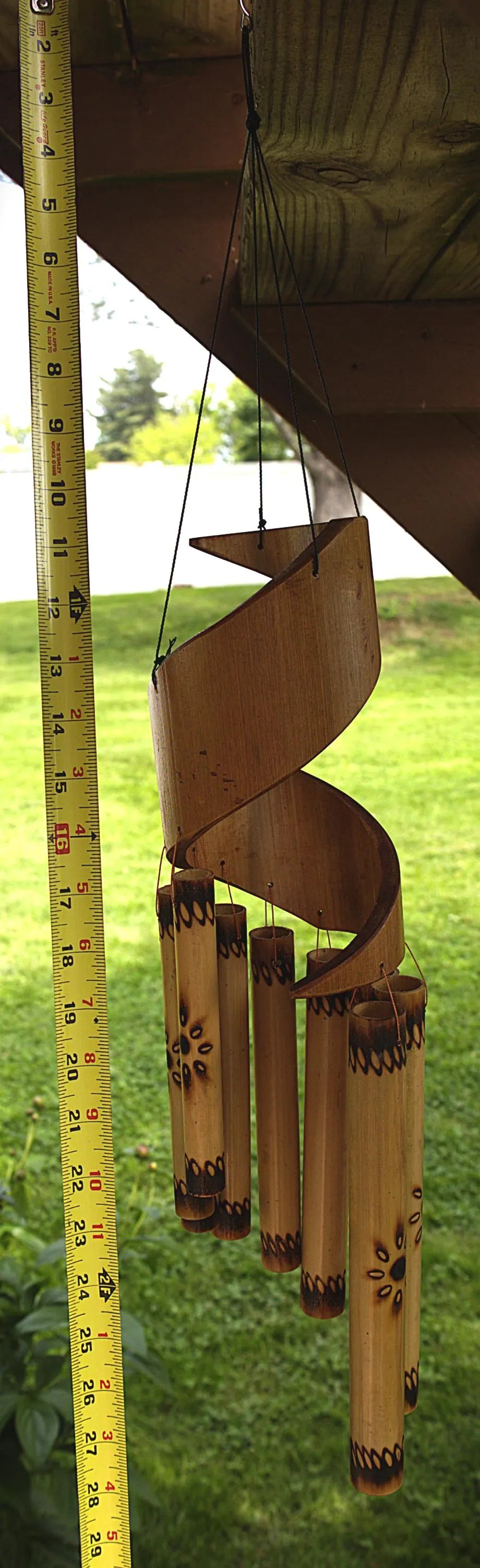 Handcrafted Spiral Bamboo Wind Chime | Natural Outdoor Garden Decor, Meditation Space Soothing Tones