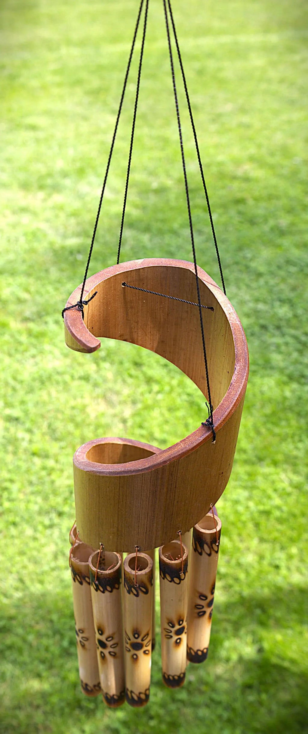 Handcrafted Spiral Bamboo Wind Chime | Natural Outdoor Garden Decor, Meditation Space Soothing Tones