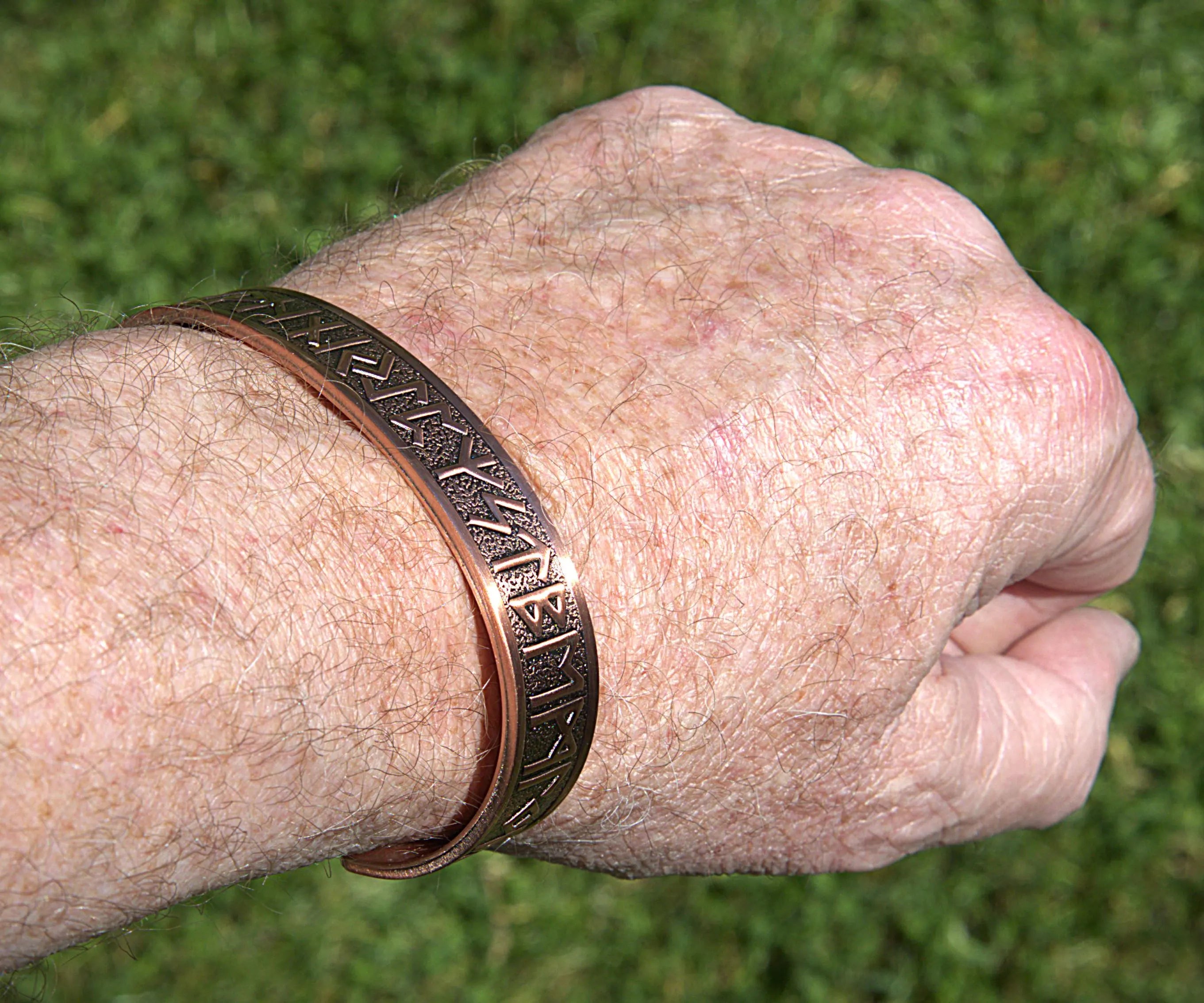 Handcrafted Viking Rune Bracelet for Men, Strength Honor Protection, Magnetic Copper Cuff, Norse Jewelry, Masculine Gift for Him