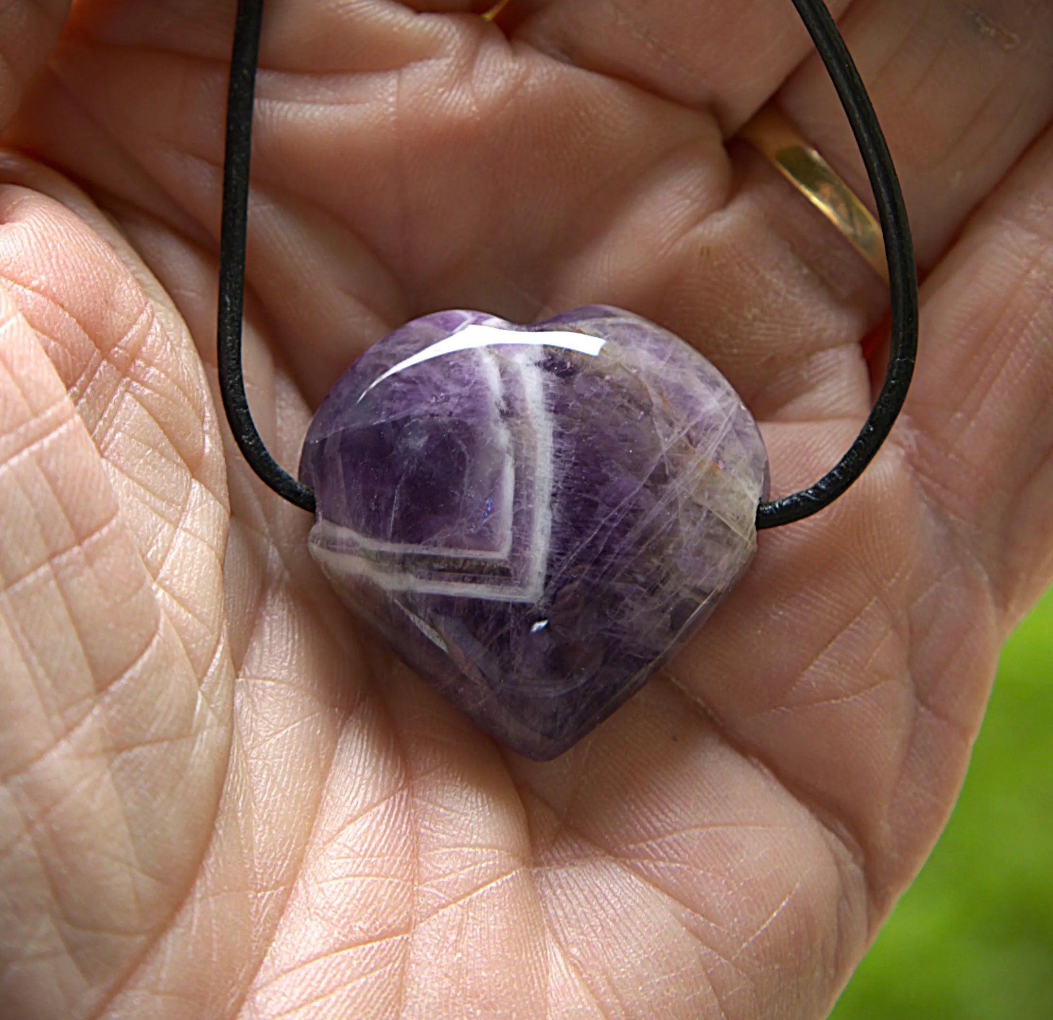 Amethyst Heart Pendant Necklace: Healing Crystal, Boho Chic