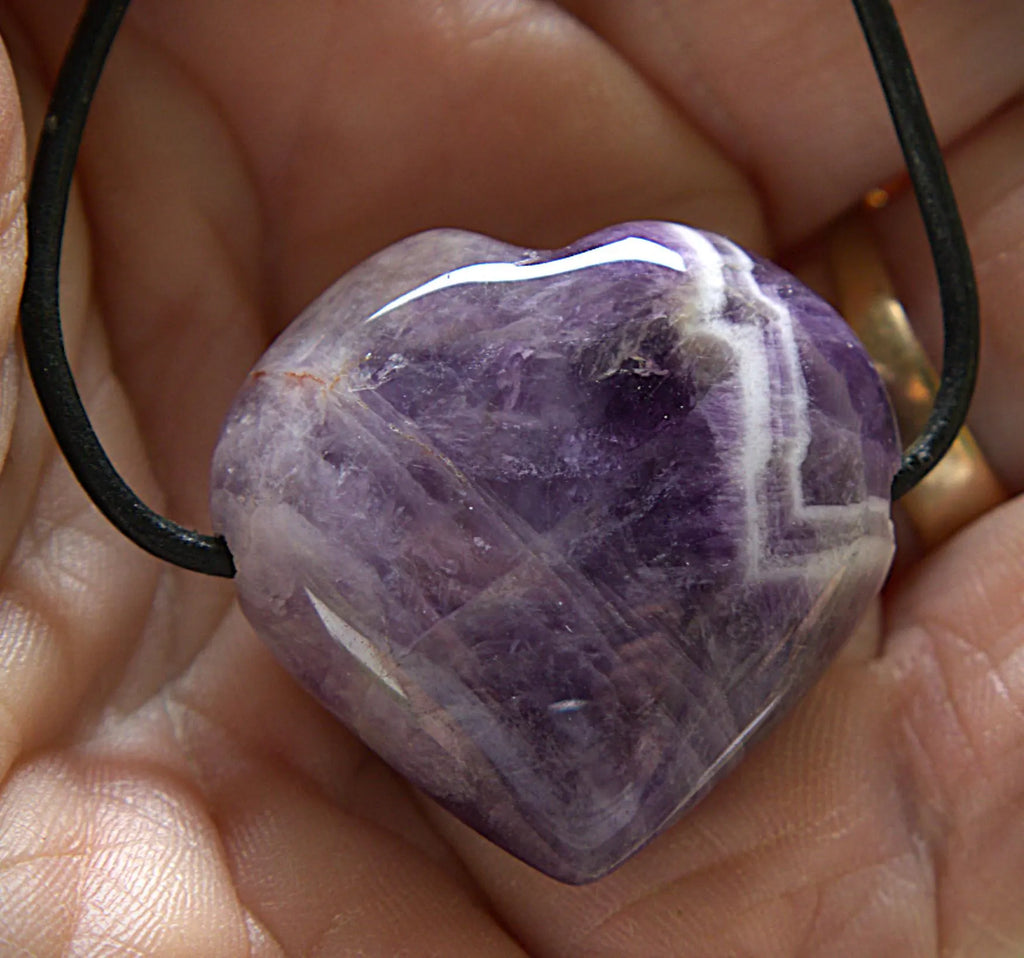 Amethyst Heart Pendant Necklace: Healing Crystal, Boho Chic