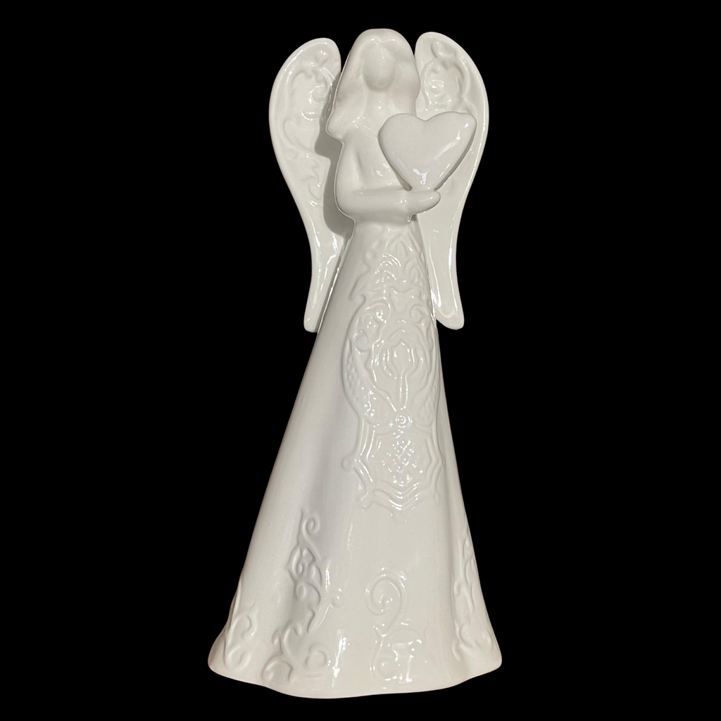 10" Ceramic Angel Holding Heart Figurine | Sympathy & Memorial Gift