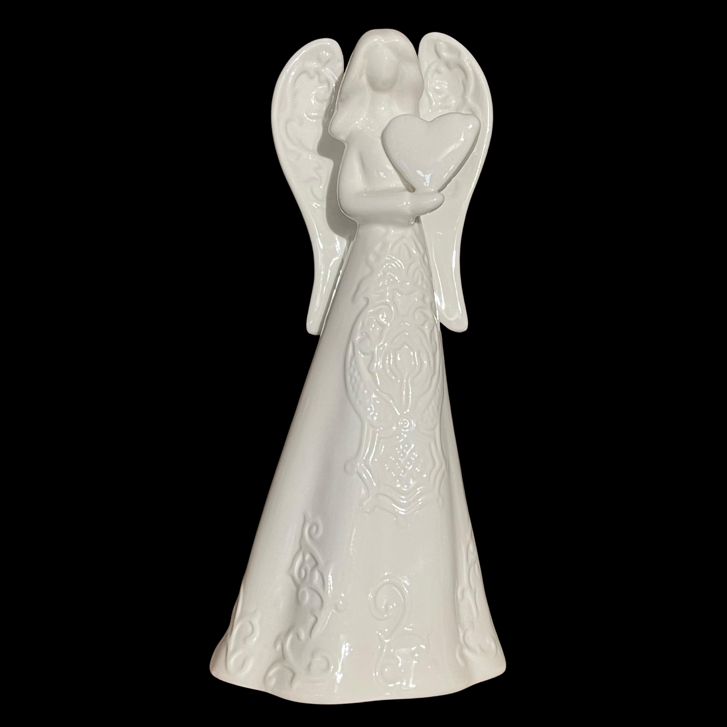 10" Ceramic Angel Holding Heart Figurine | Sympathy & Memorial Gift