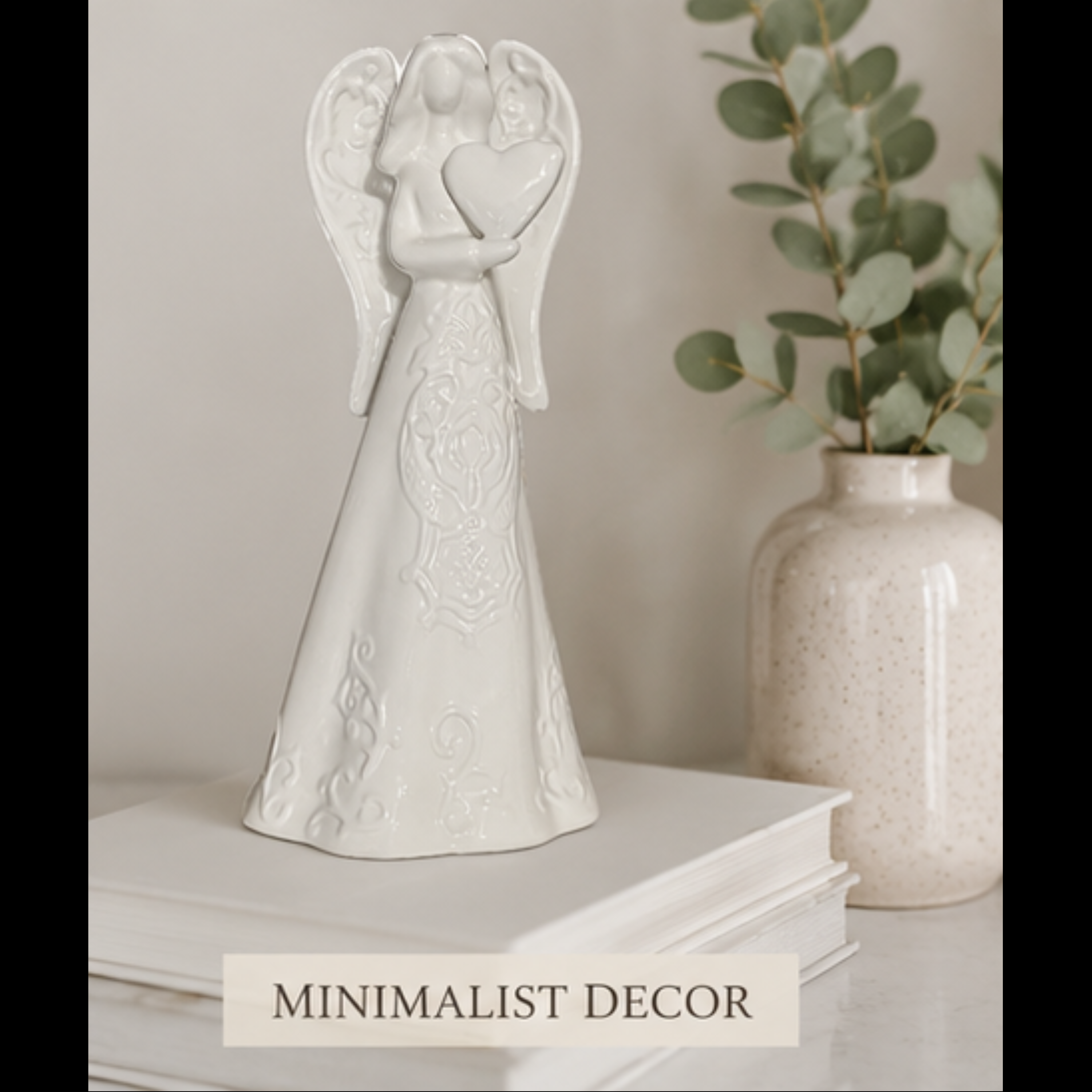 10" Ceramic Angel Holding Heart Figurine | Sympathy & Memorial Gift