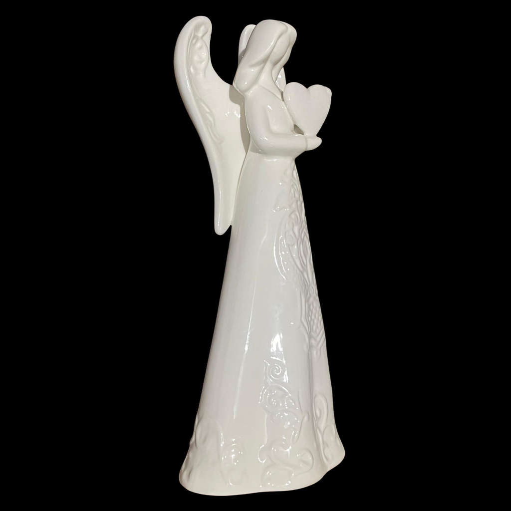10" Ceramic Angel Holding Heart Figurine | Sympathy & Memorial Gift