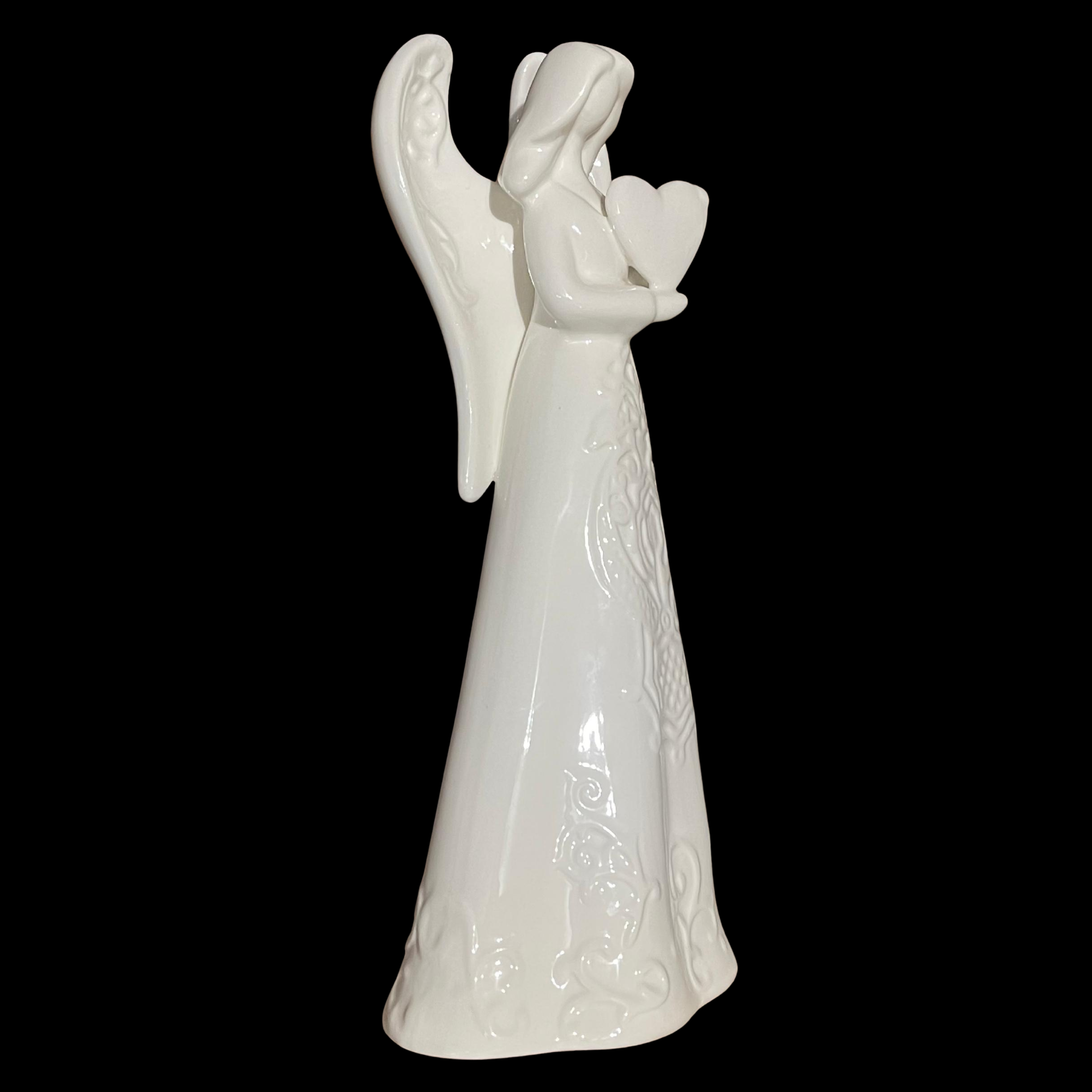 10" Ceramic Angel Holding Heart Figurine | Sympathy & Memorial Gift