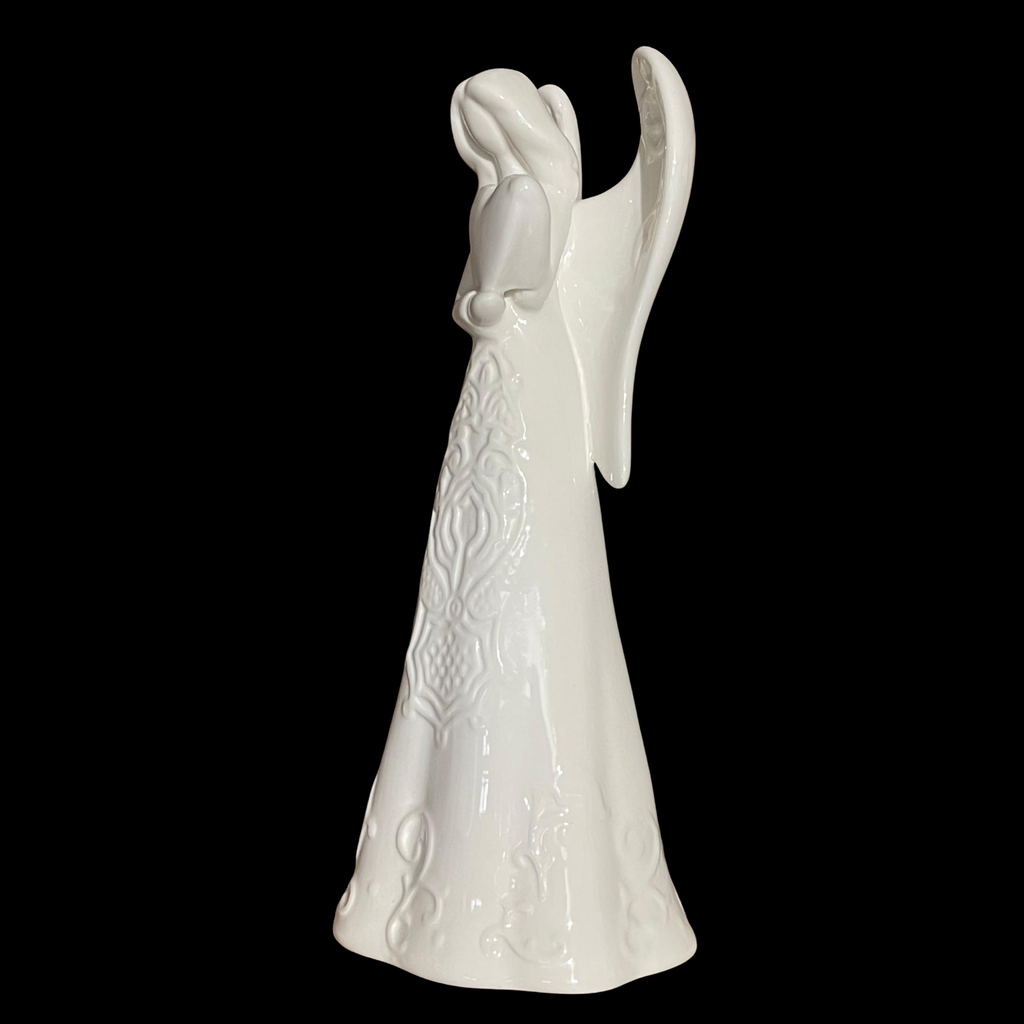 10" Ceramic Angel Holding Heart Figurine | Sympathy & Memorial Gift