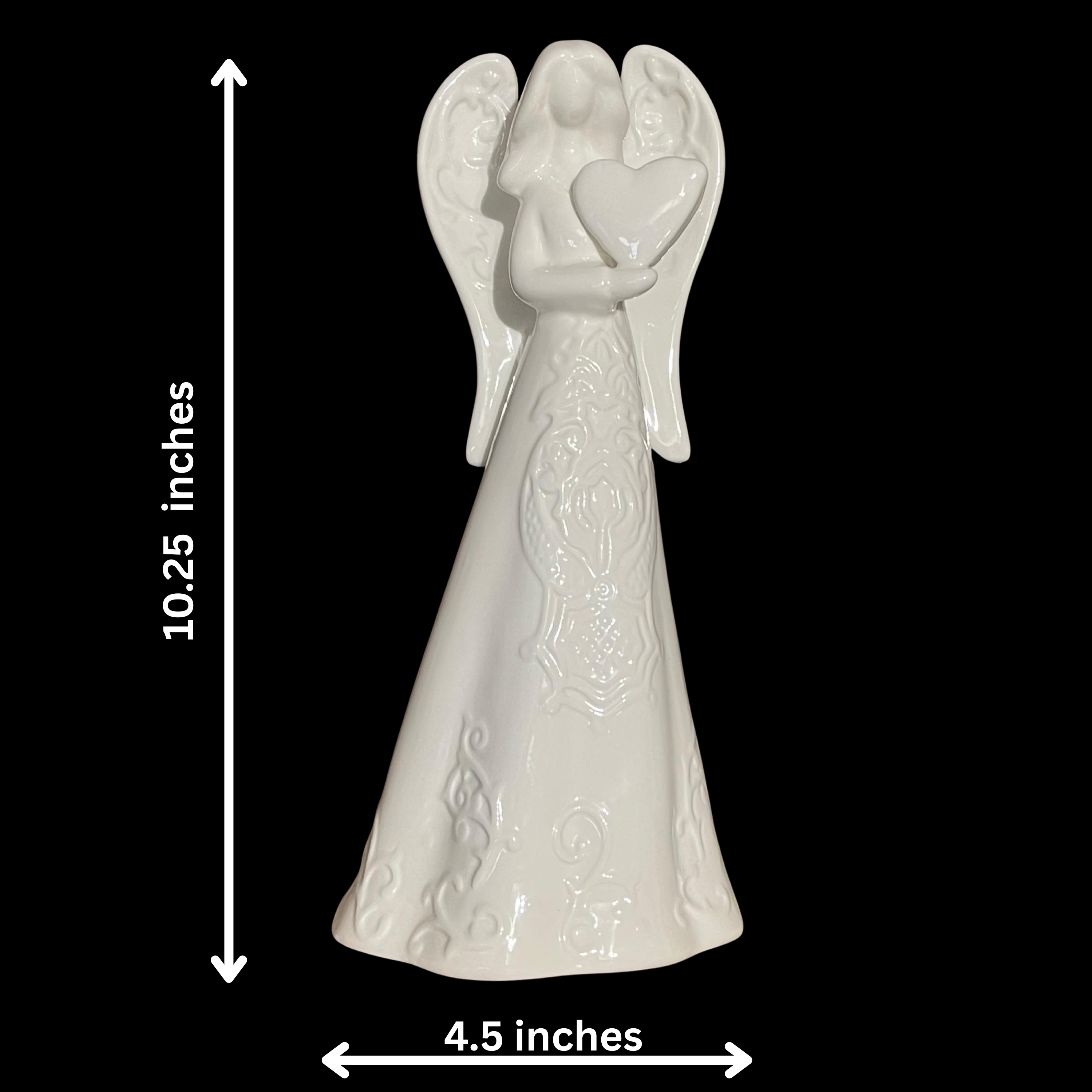 10" Ceramic Angel Holding Heart Figurine | Sympathy & Memorial Gift