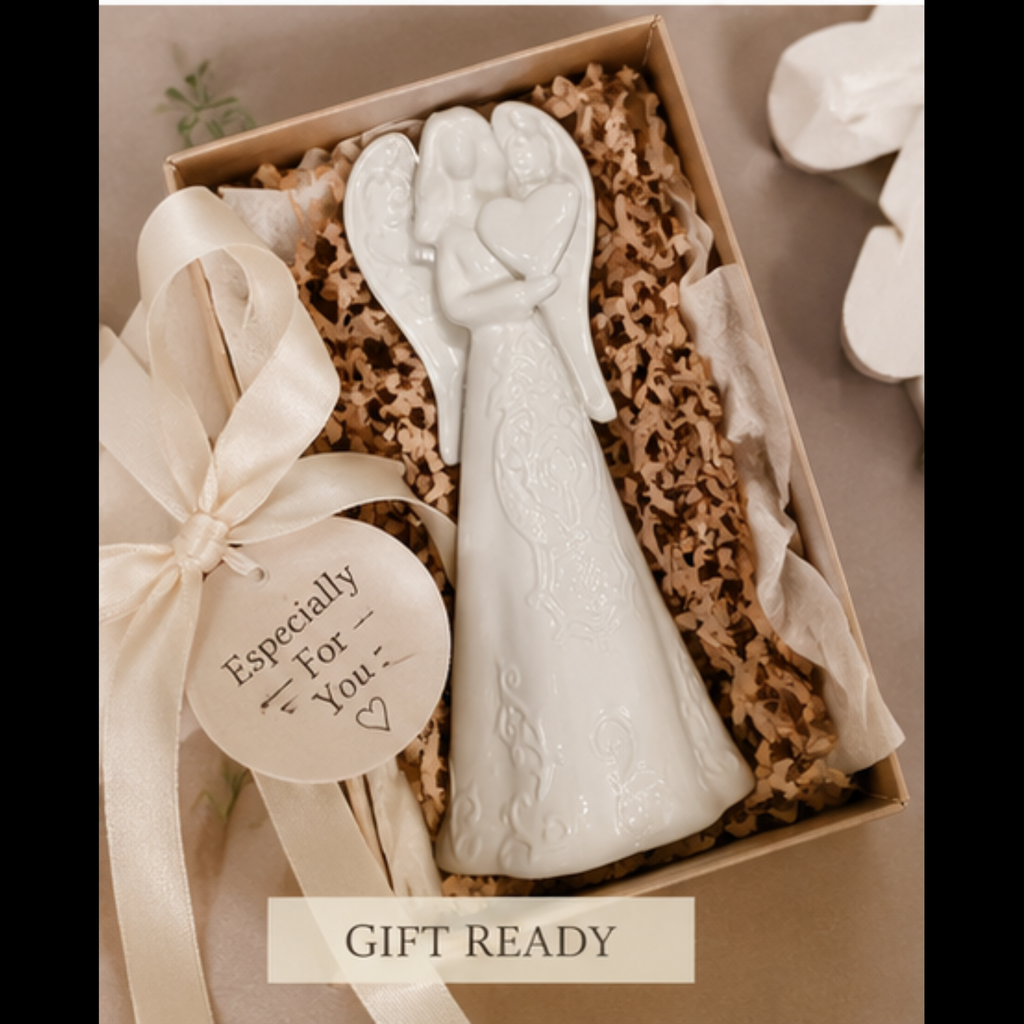 10" Ceramic Angel Holding Heart Figurine | Sympathy & Memorial Gift