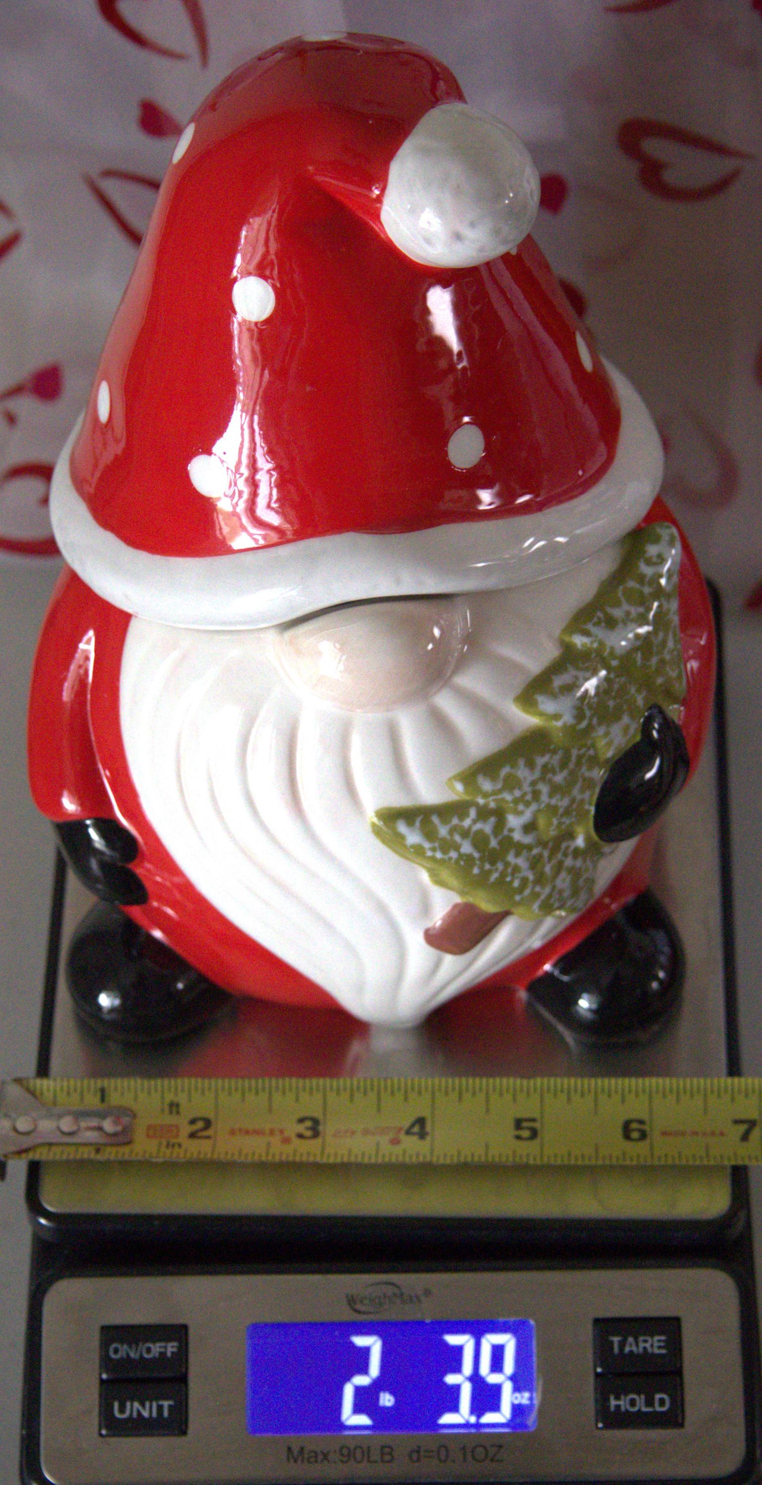 Ceramic Gnome Cookie Jar | Festive Christmas Kitchen Storage | Holiday Cookie Canister | Christmas Gnome Kitchen Decor | Seasonal Gift