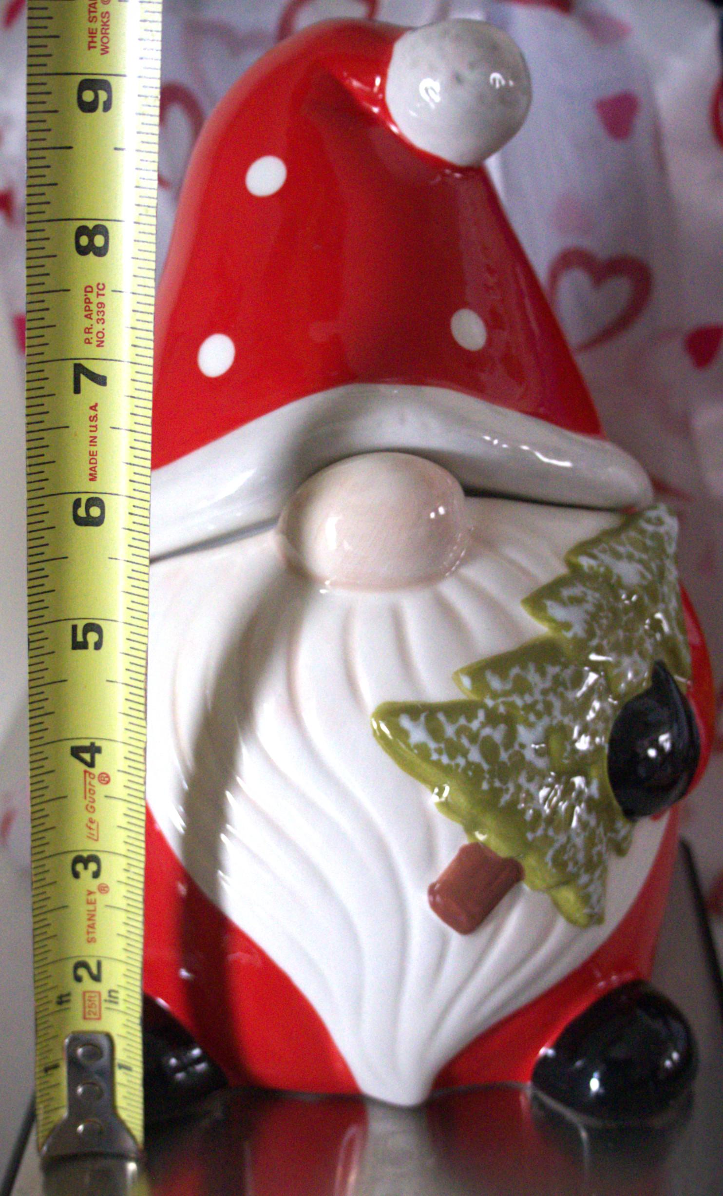 Ceramic Gnome Cookie Jar | Festive Christmas Kitchen Storage | Holiday Cookie Canister | Christmas Gnome Kitchen Decor | Seasonal Gift