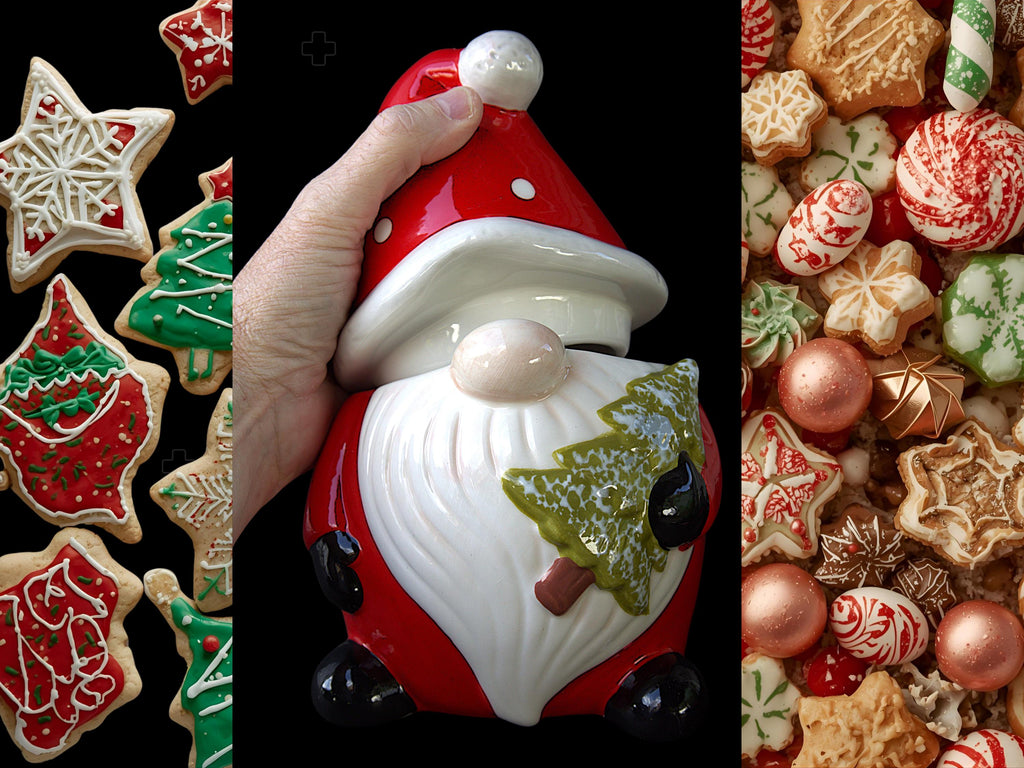 Ceramic Gnome Cookie Jar | Festive Christmas Kitchen Storage | Holiday Cookie Canister | Christmas Gnome Kitchen Decor | Seasonal Gift