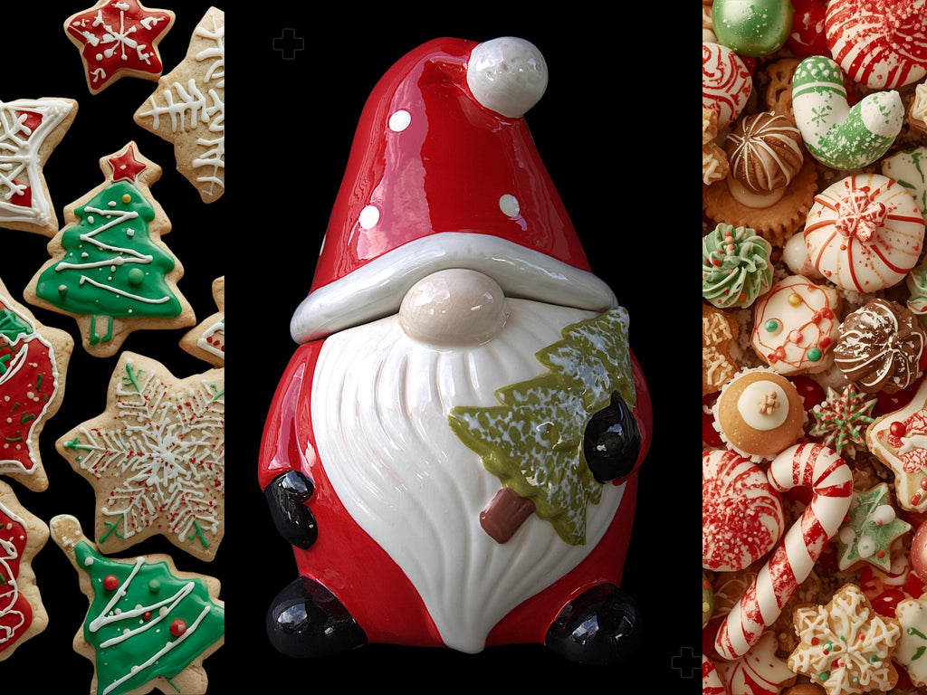 Ceramic Gnome Cookie Jar | Festive Christmas Kitchen Storage | Holiday Cookie Canister | Christmas Gnome Kitchen Decor | Seasonal Gift