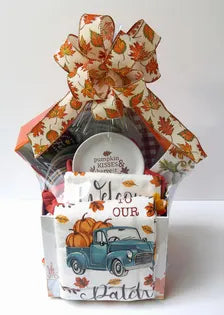 Thanksgiving Pumpkin Kitchen Gift Set – Oven Mitts, Hot Pads, Tea Towels, Spatula (Gift Box)