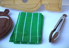 Football Game Day Gift Basket, Helmet Cutting Board, Potholder, Towel, Tongs Set