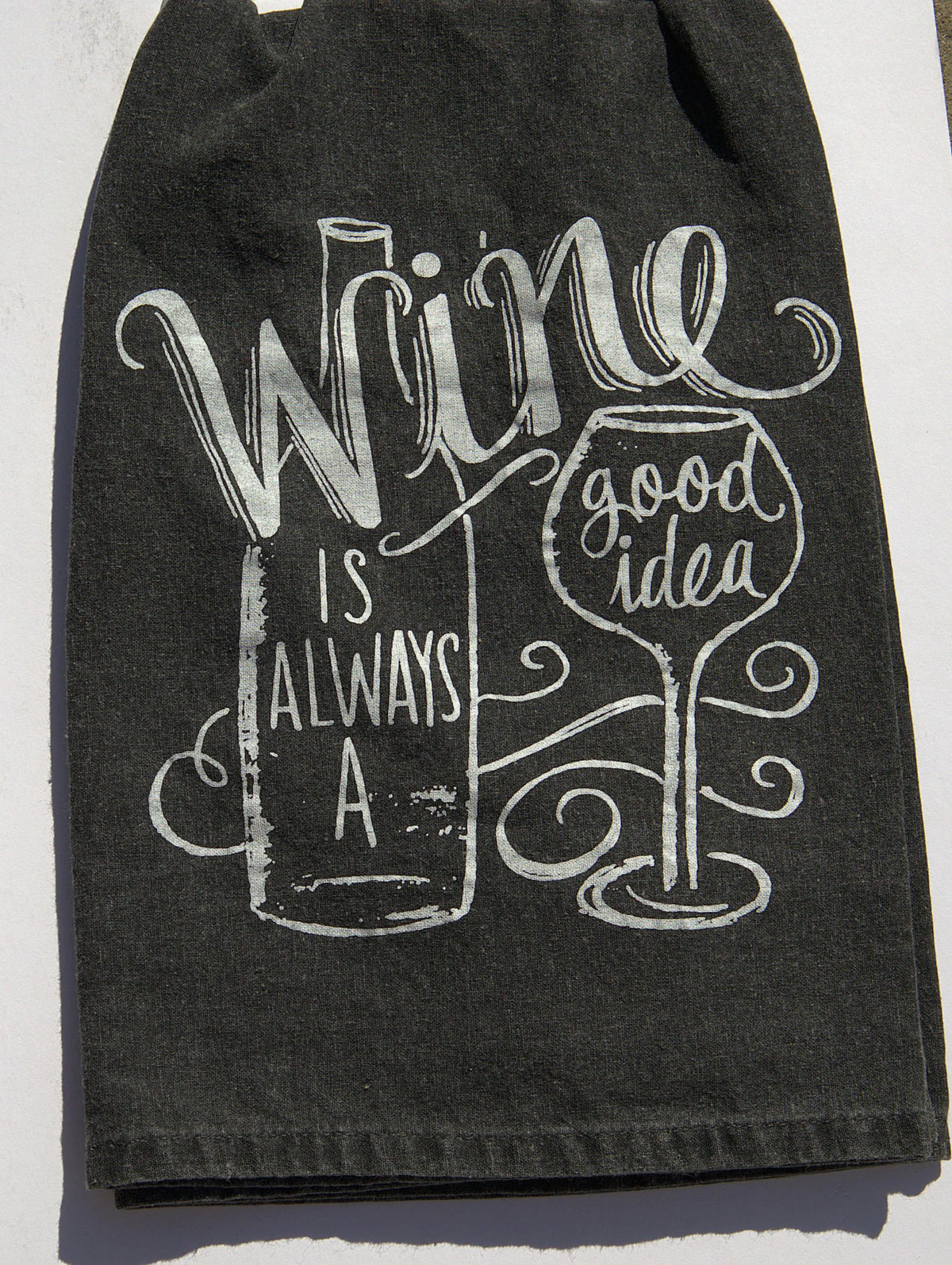 Funny Wine Tea Towel: 100% Cotton Kitchen Decor