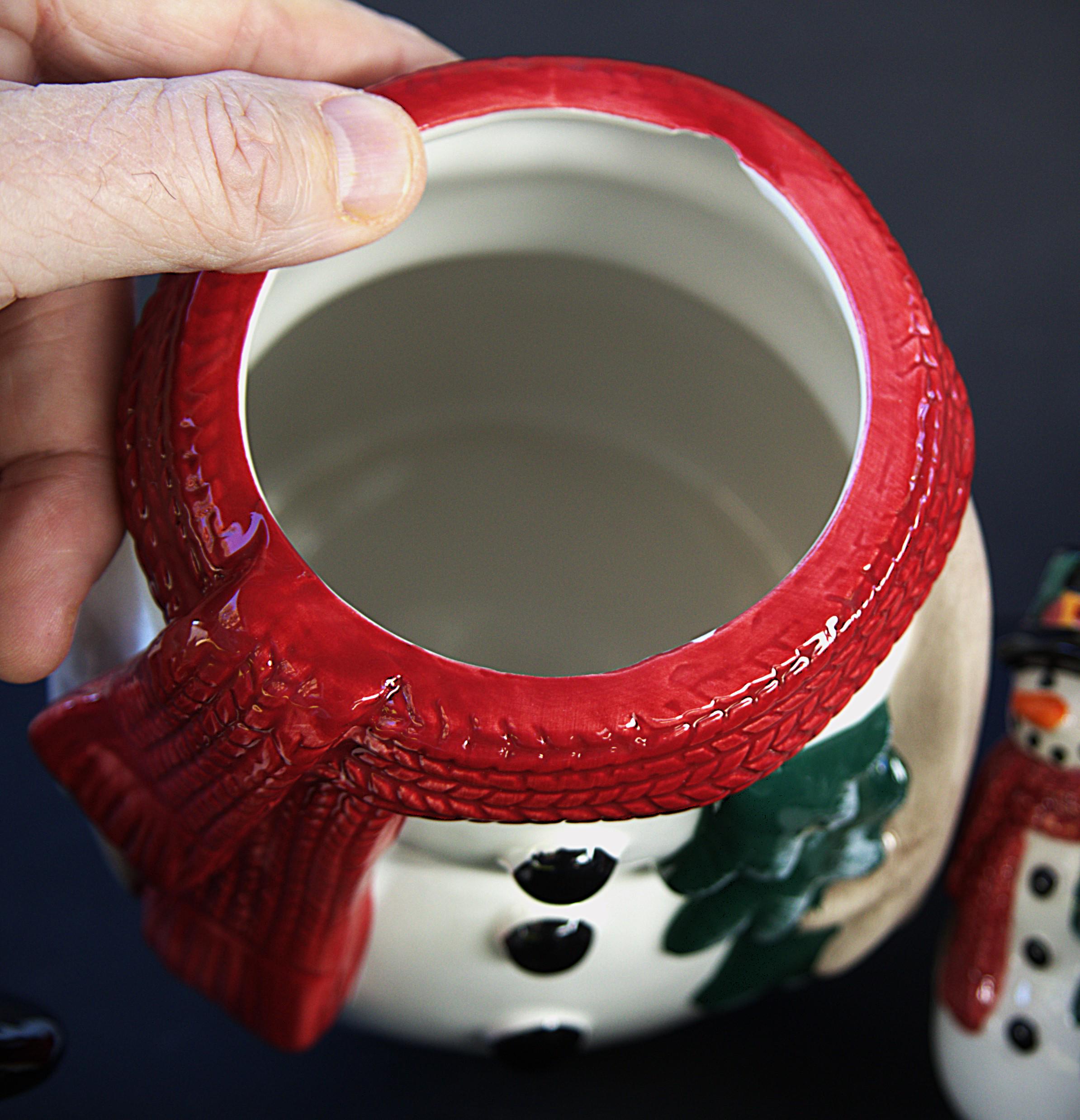 Snowman Cookie Jar with FREE Matching Salt & Pepper Shakers | Christmas Kitchen Decor | Holiday Cookie Storage Canister | Winter Gift Set