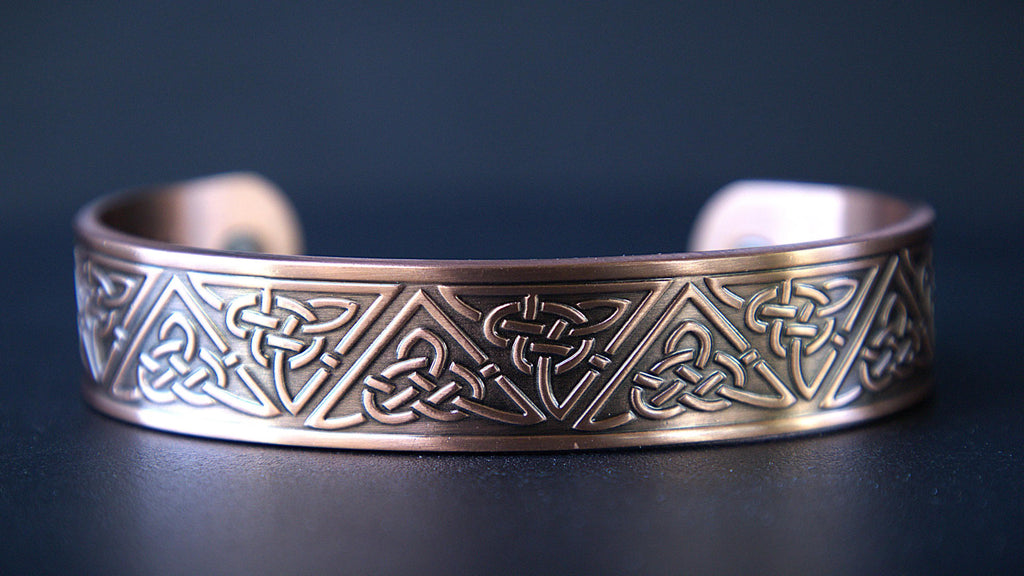 Handcrafted Antique Copper Celtic Trinity Knot Magnetic Bracelet | Arthritis Pain Relief Cuff
