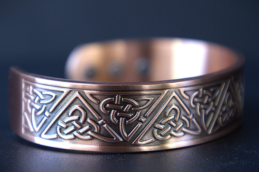 Handcrafted Antique Copper Celtic Trinity Knot Magnetic Bracelet | Arthritis Pain Relief Cuff