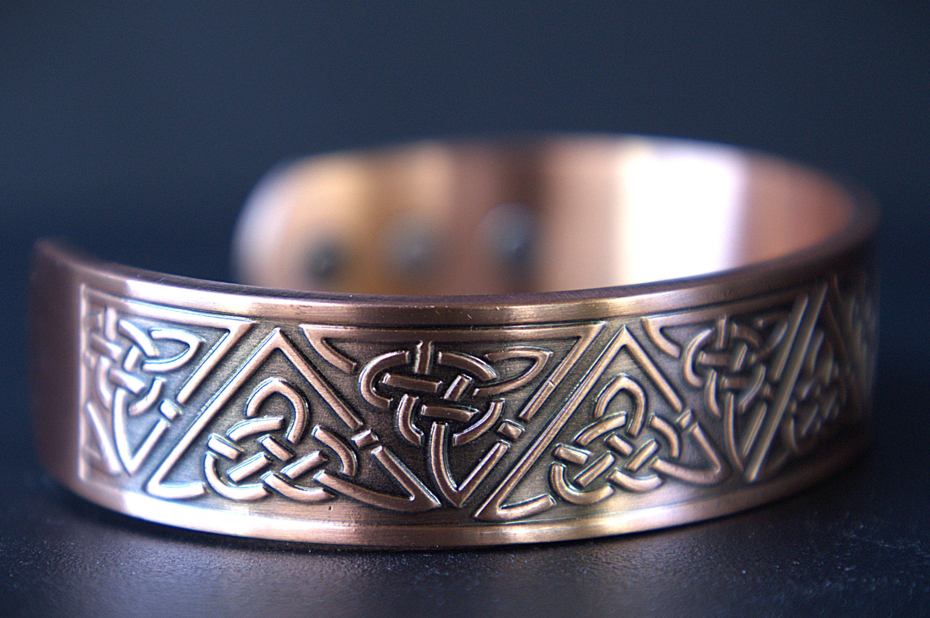 Handcrafted Antique Copper Celtic Trinity Knot Magnetic Bracelet | Arthritis Pain Relief Cuff
