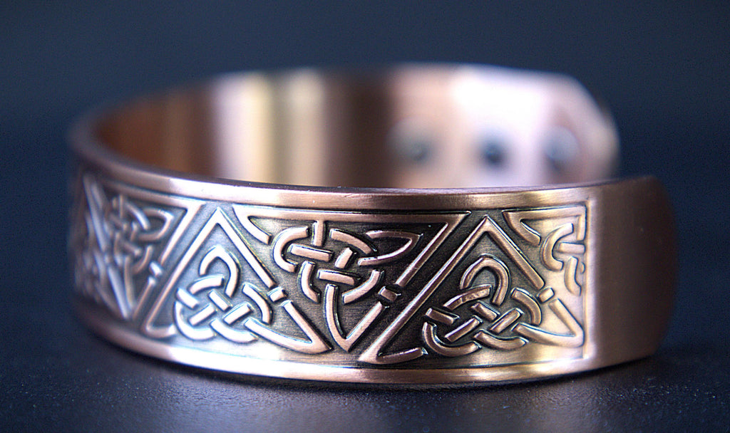 Handcrafted Antique Copper Celtic Trinity Knot Magnetic Bracelet | Arthritis Pain Relief Cuff