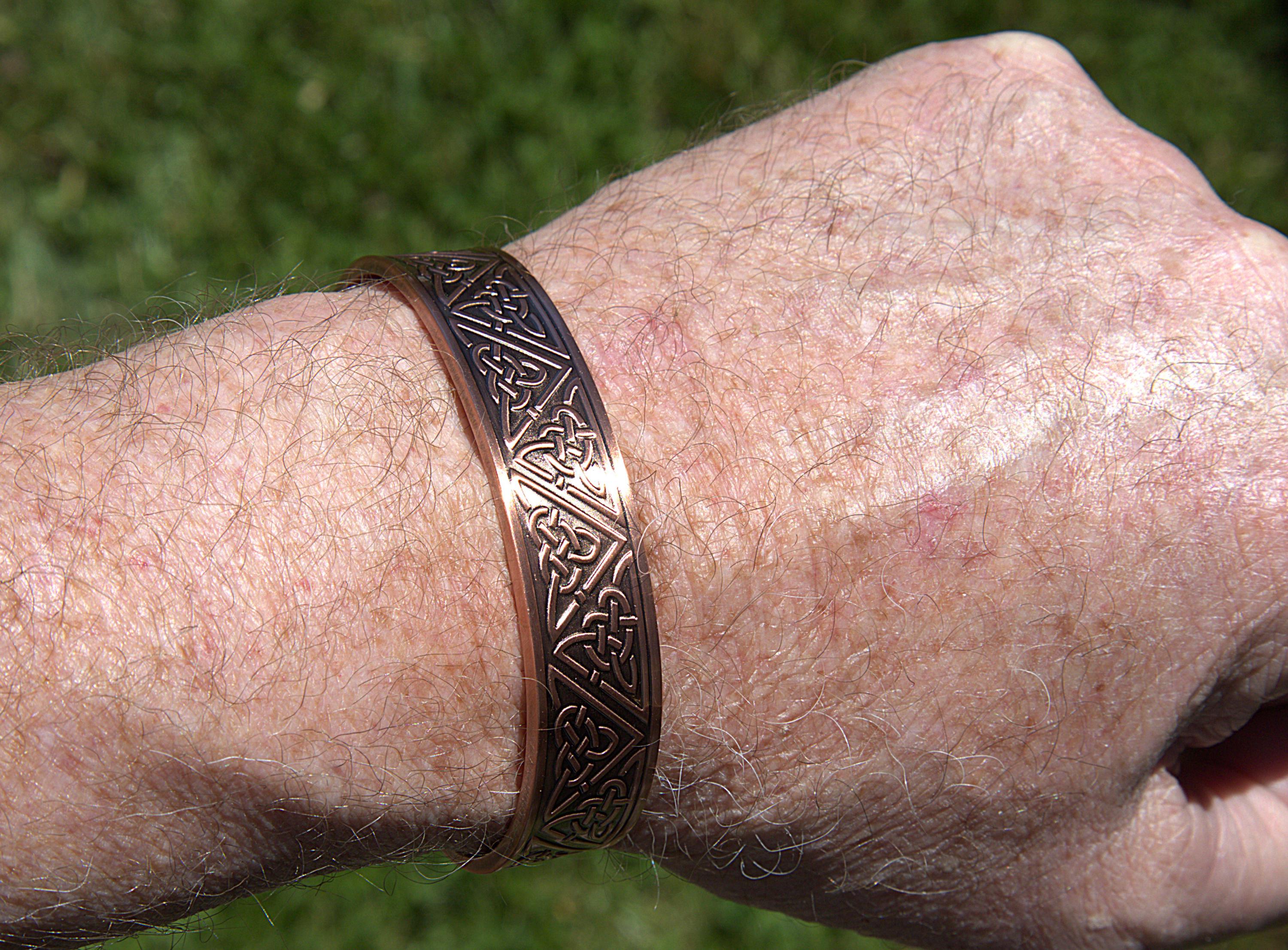 Handcrafted Antique Copper Celtic Trinity Knot Magnetic Bracelet | Arthritis Pain Relief Cuff