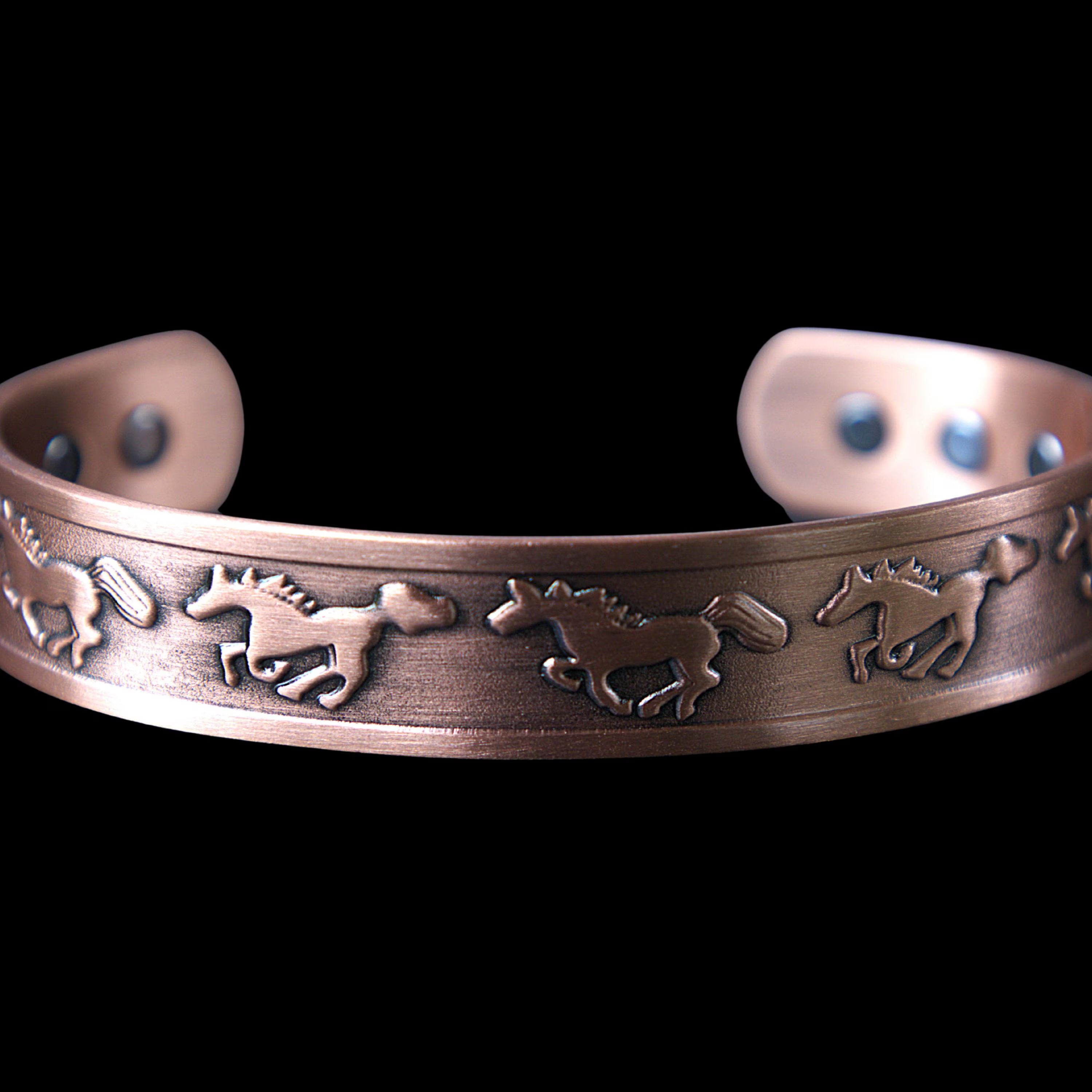 Copper Running Horse Cuff Bracelet | Western Equestrian Magnetic Jewelry