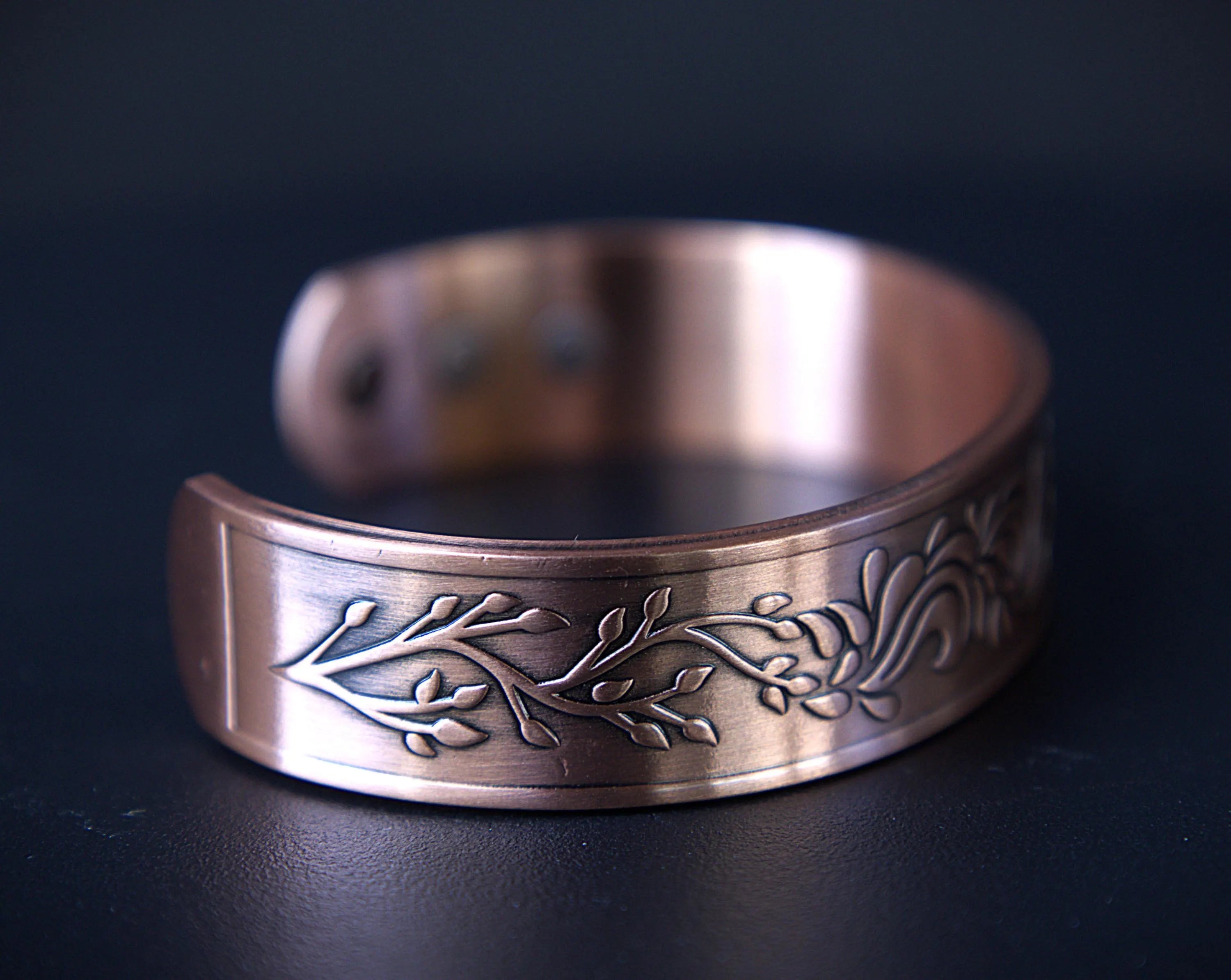 Magnetic Copper Cuff Bracelet for Healing & Balance | 4 Elements Handcrafted Antique Design.
