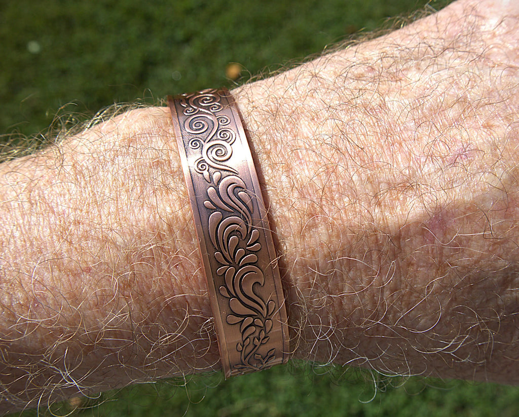 Magnetic Copper Cuff Bracelet for Healing & Balance | 4 Elements Handcrafted Antique Design.