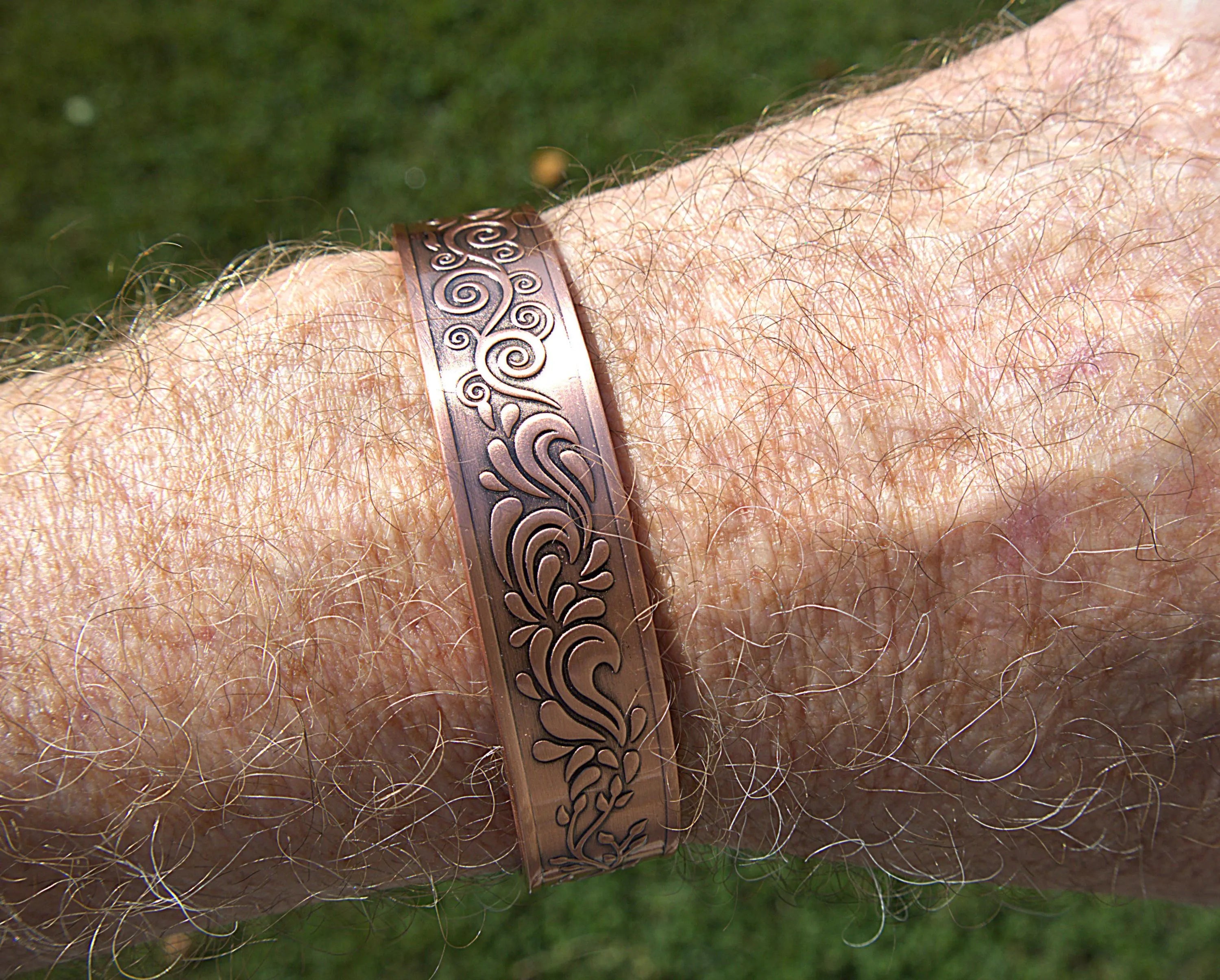 Magnetic Copper Cuff Bracelet for Healing & Balance | 4 Elements Handcrafted Antique Design.