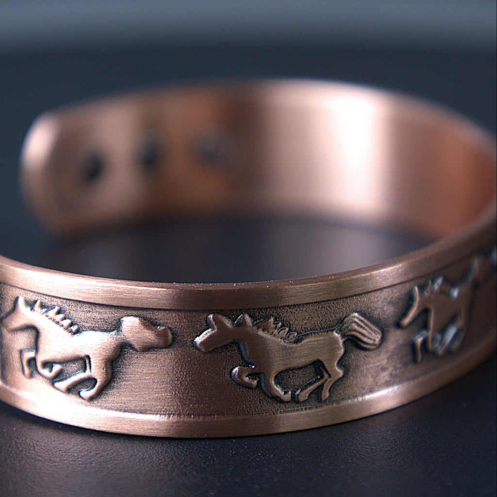 Copper Running Horse Cuff Bracelet | Western Equestrian Magnetic Jewelry
