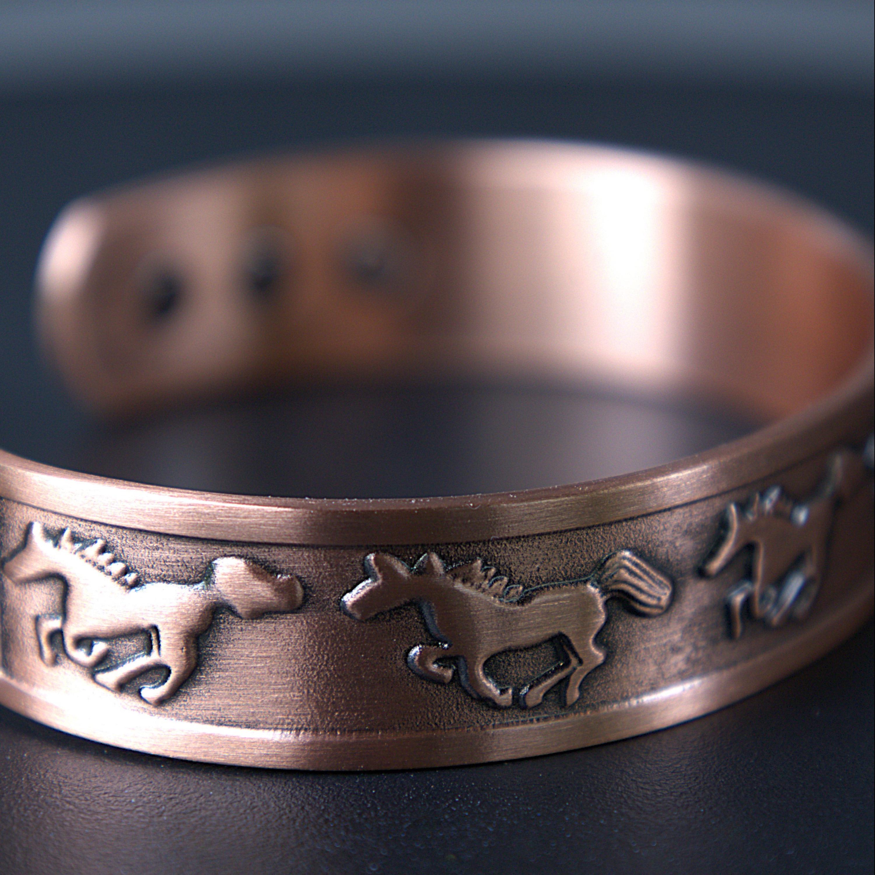 Copper Running Horse Cuff Bracelet | Western Equestrian Magnetic Jewelry