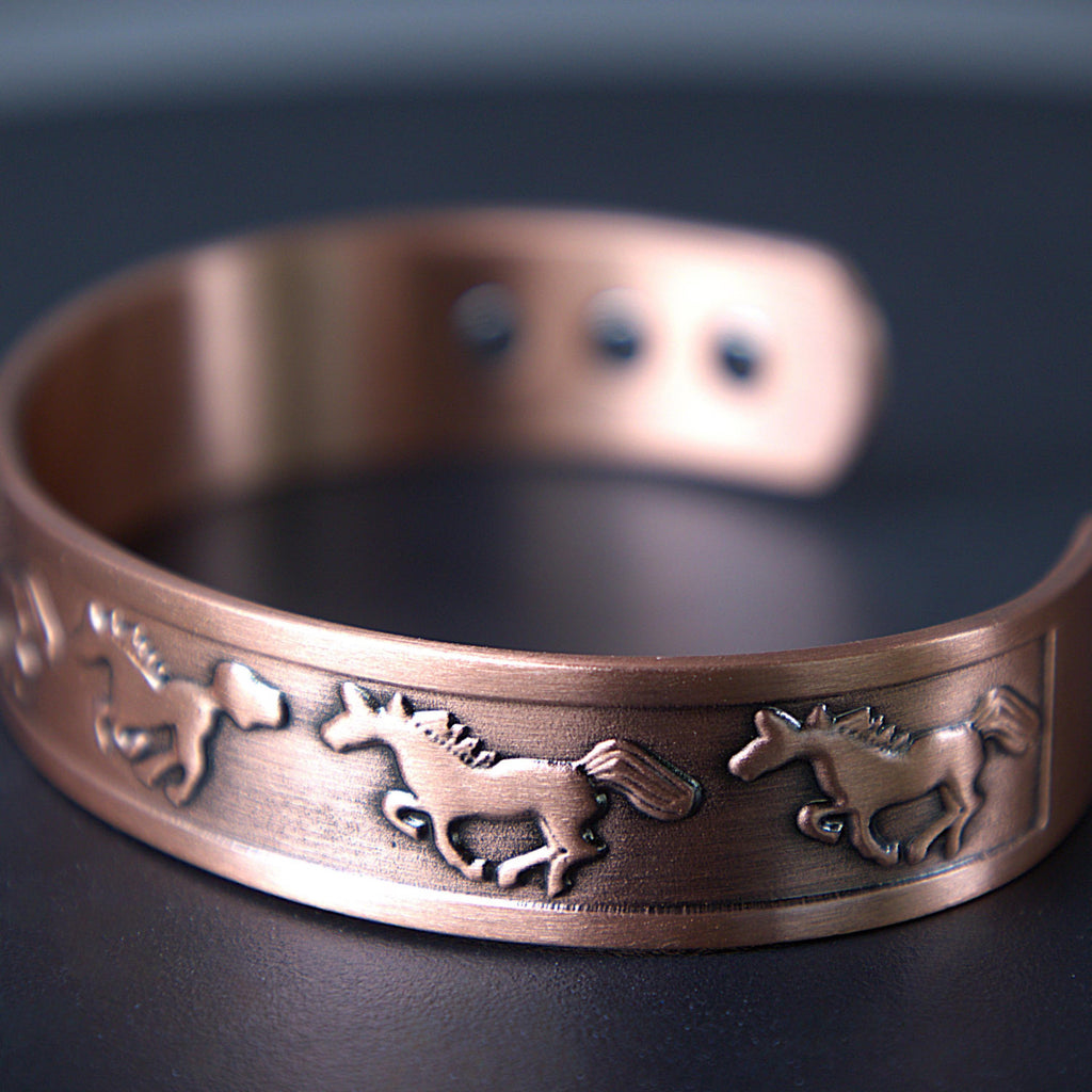 Copper Running Horse Cuff Bracelet | Western Equestrian Magnetic Jewelry