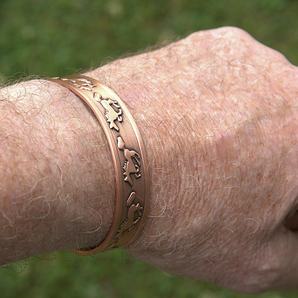 Copper Running Horse Cuff Bracelet | Western Equestrian Magnetic Jewelry