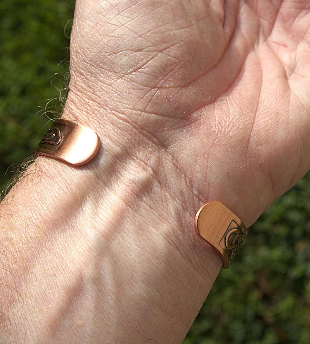 Celtic Knot Copper Cuff Bracelet: Handmade Antique Finish Magnetic Therapy