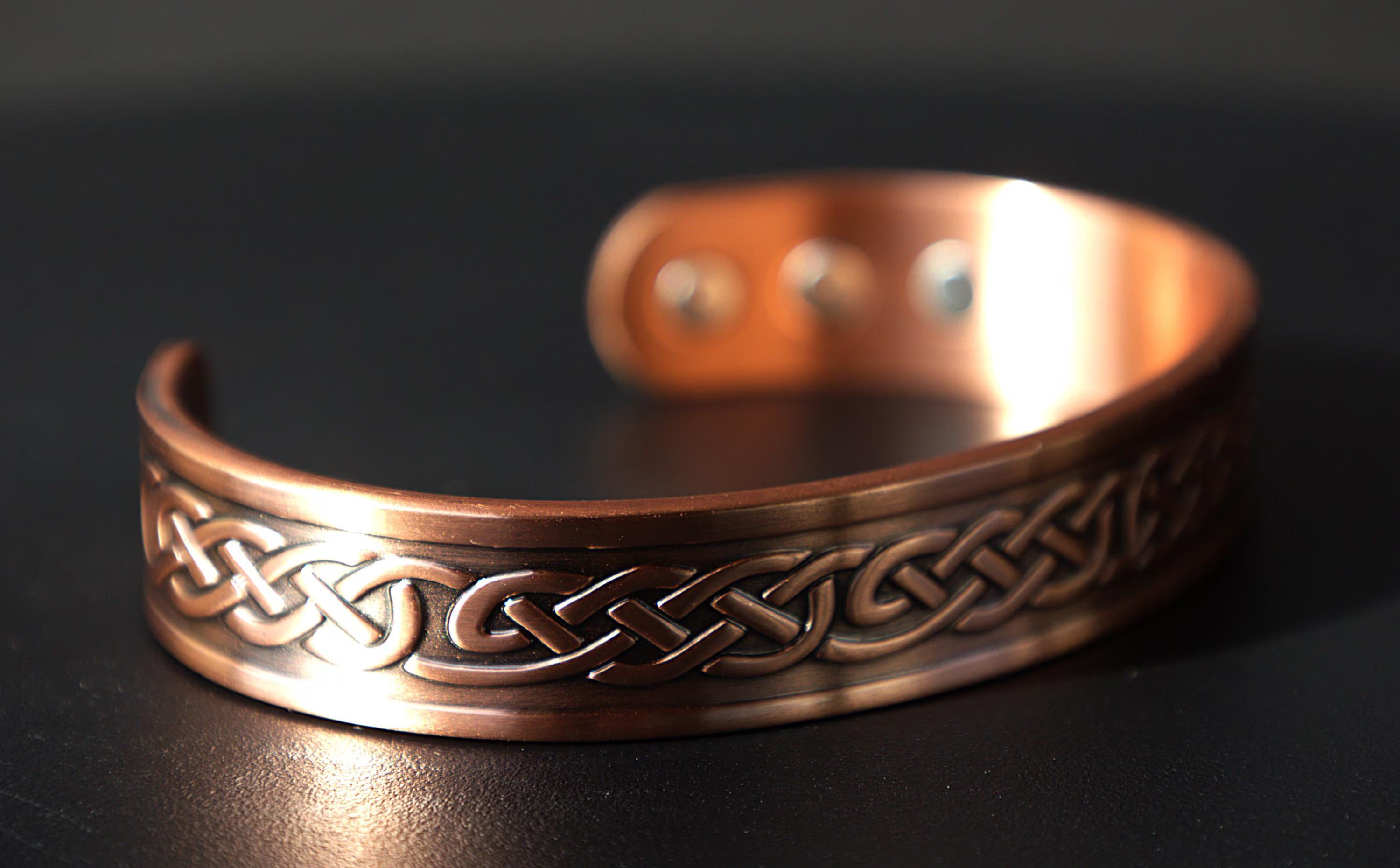 Celtic Knot Copper Cuff Bracelet: Handmade Antique Finish Magnetic Therapy