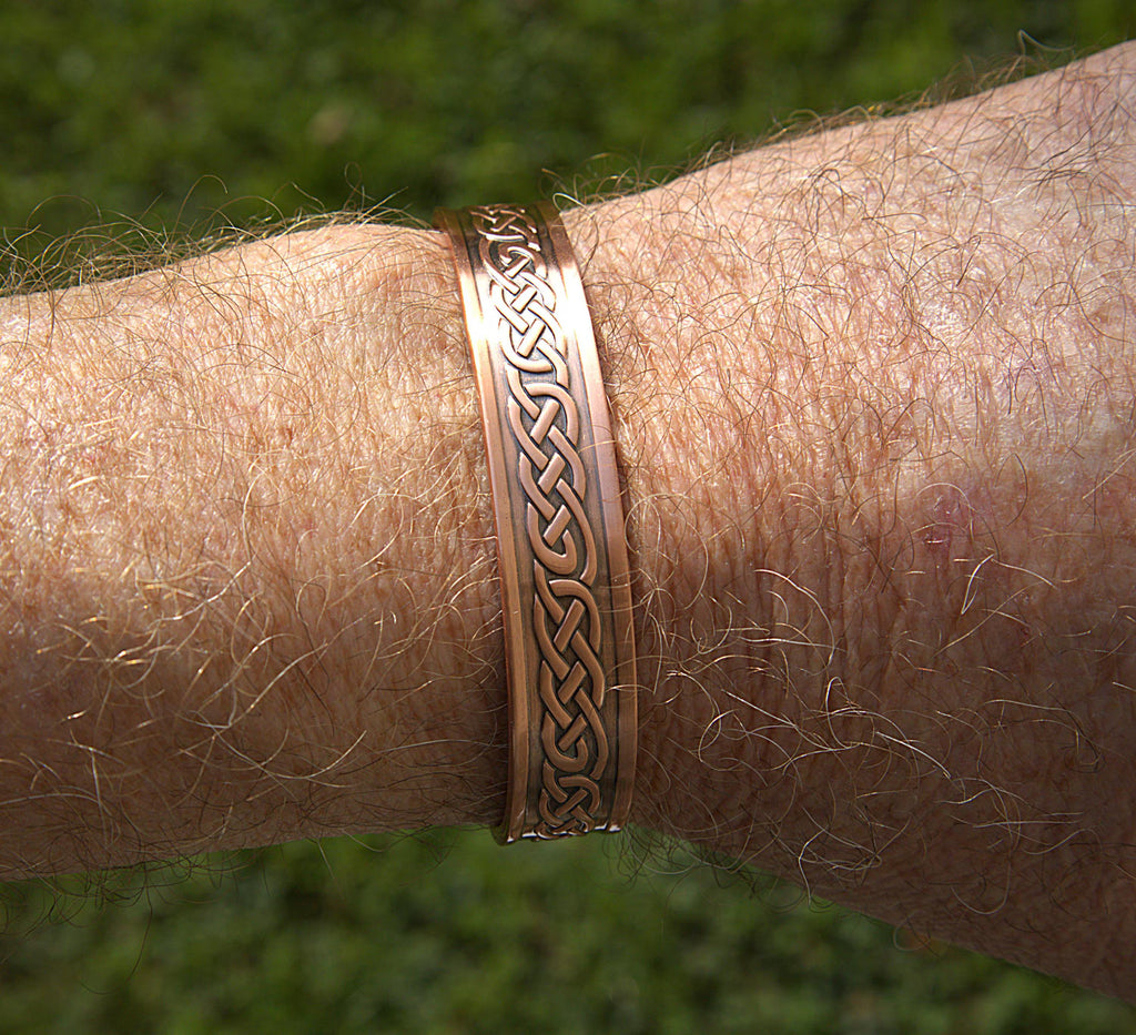 Celtic Knot Copper Cuff Bracelet: Handmade Antique Finish Magnetic Therapy
