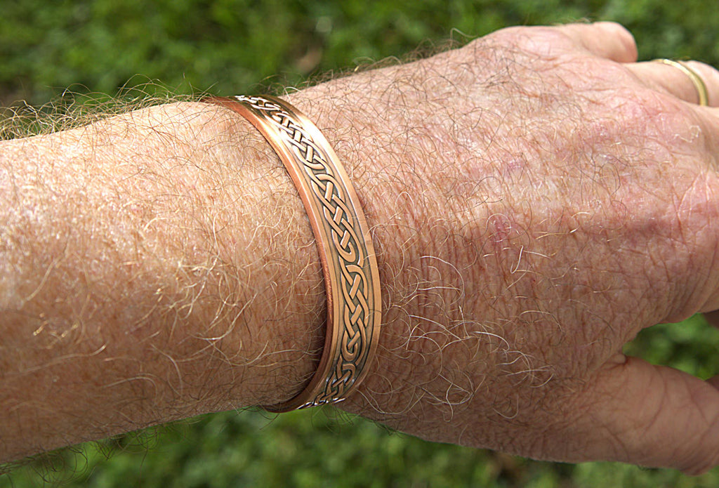 Celtic Knot Copper Cuff Bracelet: Handmade Antique Finish Magnetic Therapy