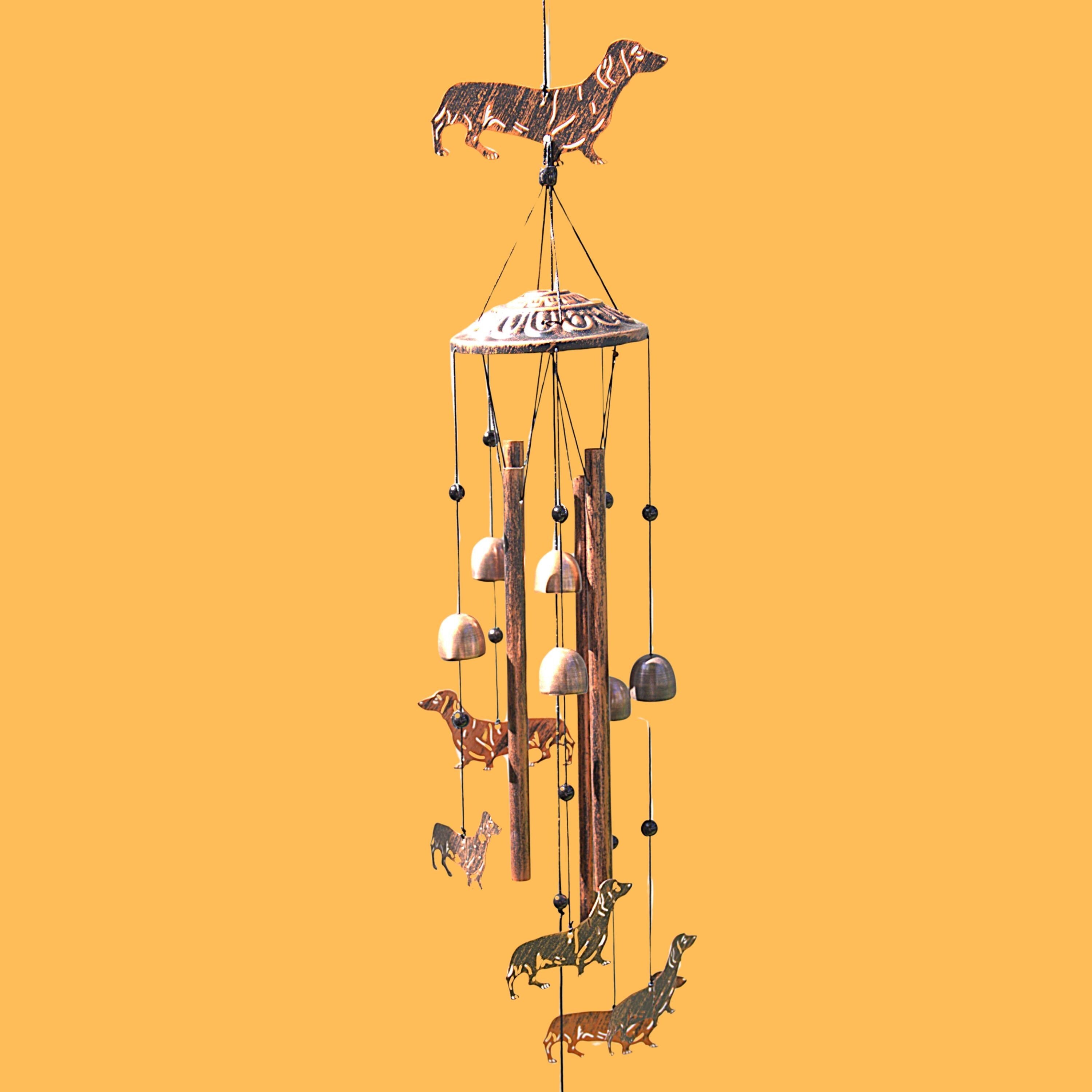 Handcrafted Aluminum Dachshund Wind Chime | Wiener Dog Garden Decor | Soothing Outdoor Melody