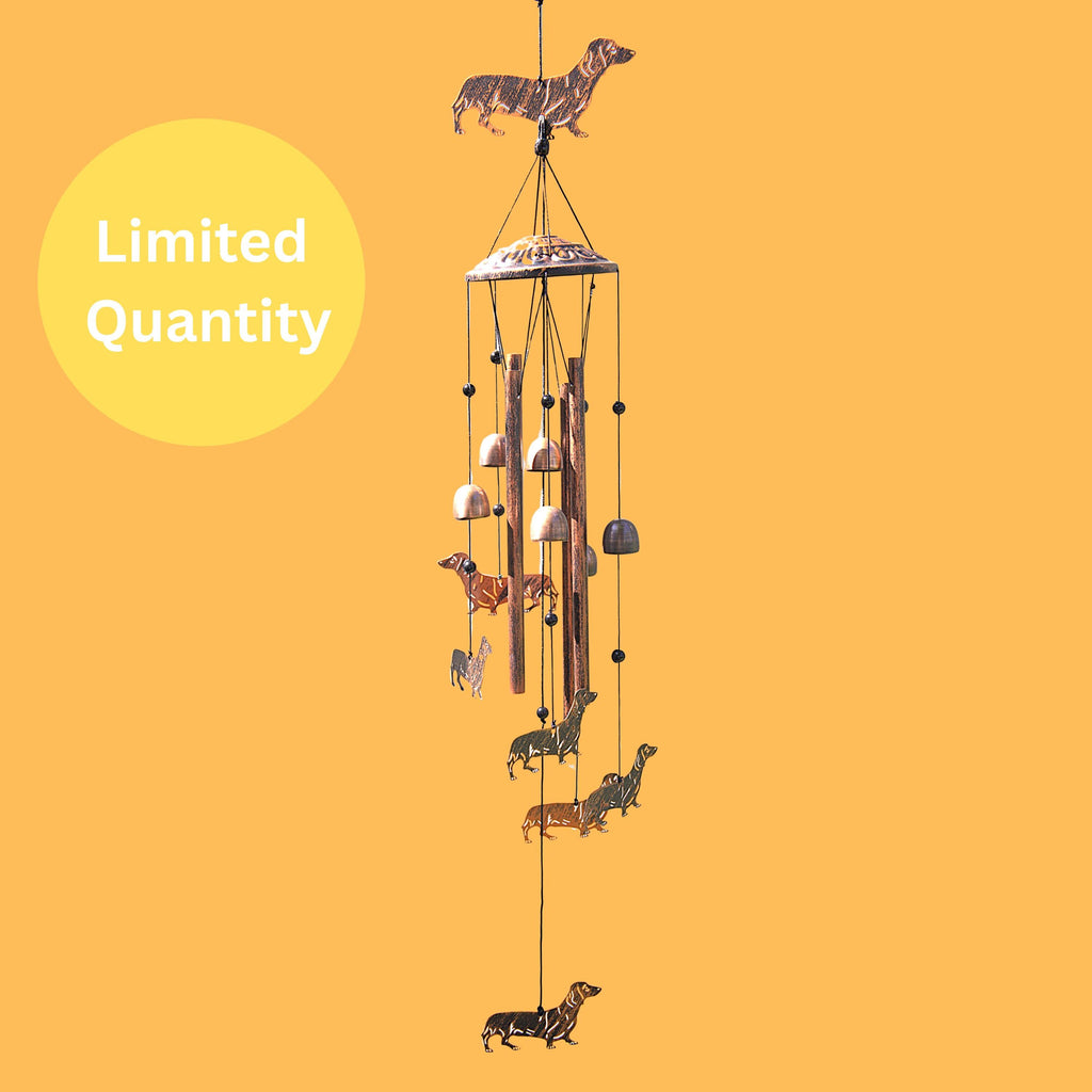 Handcrafted Aluminum Dachshund Wind Chime | Wiener Dog Garden Decor | Soothing Outdoor Melody