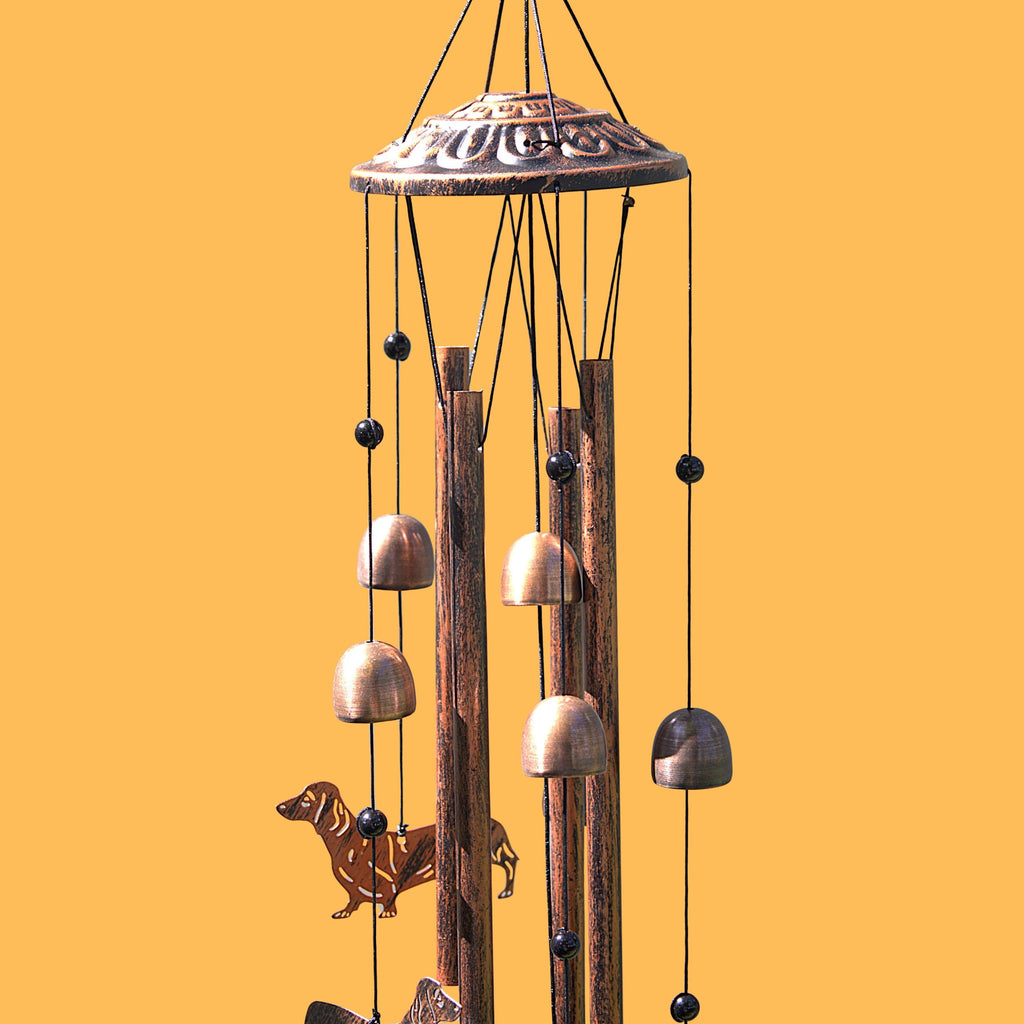 Handcrafted Aluminum Dachshund Wind Chime | Wiener Dog Garden Decor | Soothing Outdoor Melody