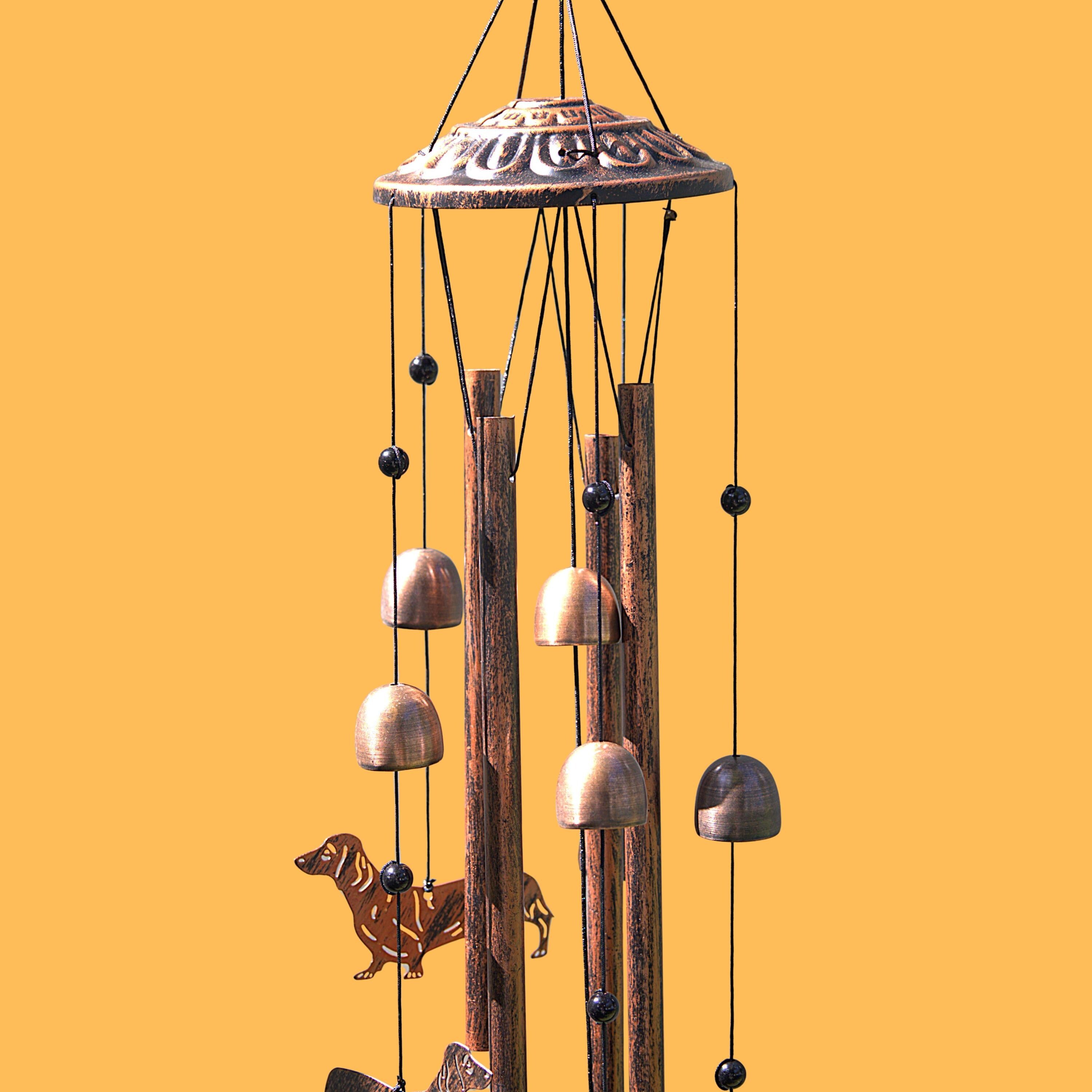 Handcrafted Aluminum Dachshund Wind Chime | Wiener Dog Garden Decor | Soothing Outdoor Melody
