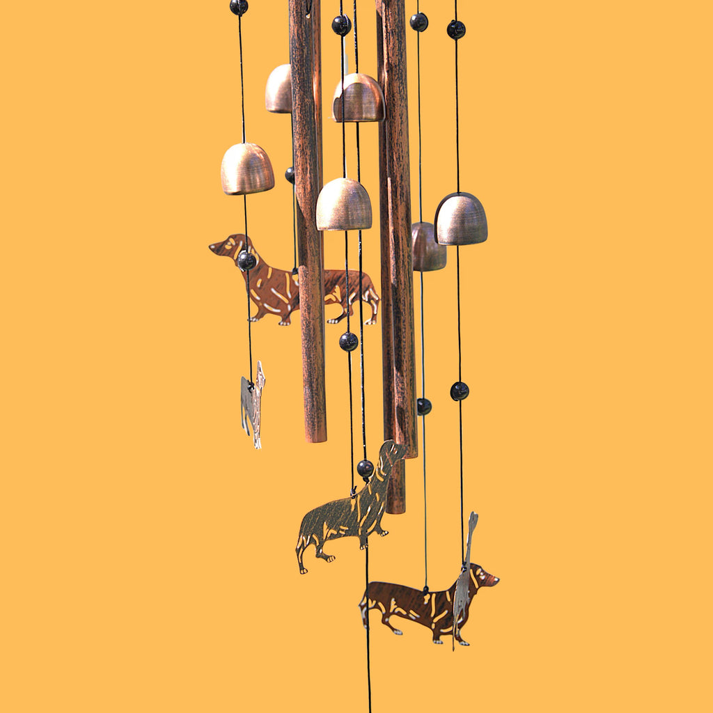 Handcrafted Aluminum Dachshund Wind Chime | Wiener Dog Garden Decor | Soothing Outdoor Melody