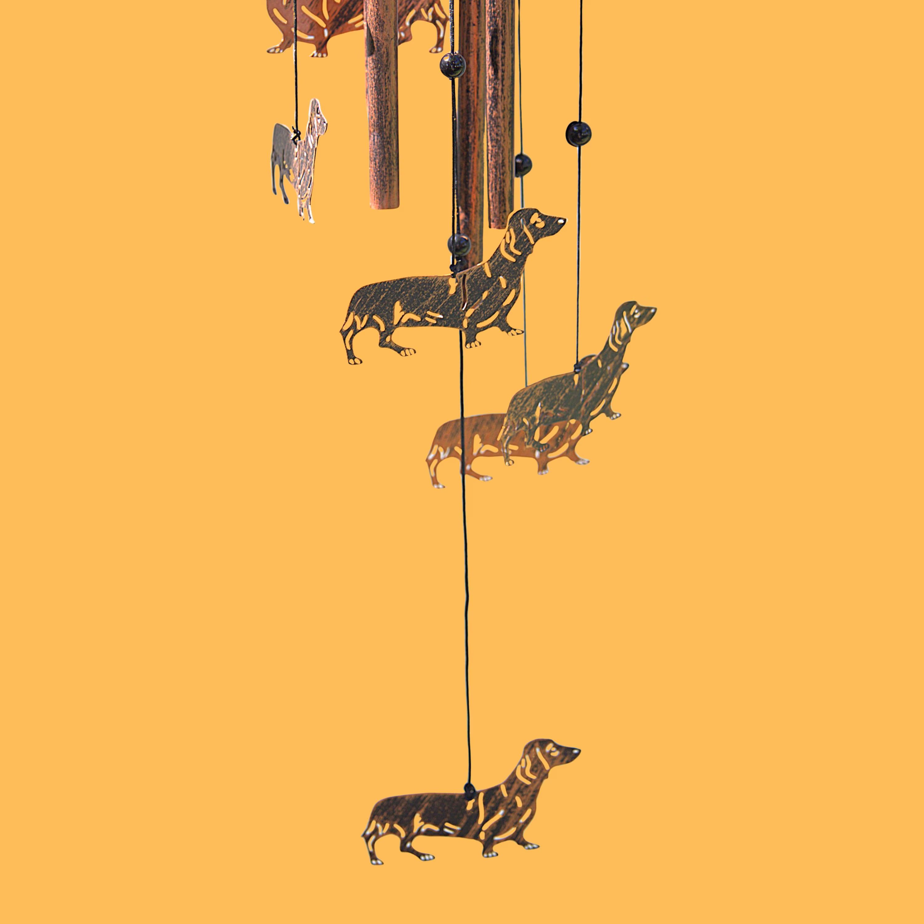 Handcrafted Aluminum Dachshund Wind Chime | Wiener Dog Garden Decor | Soothing Outdoor Melody
