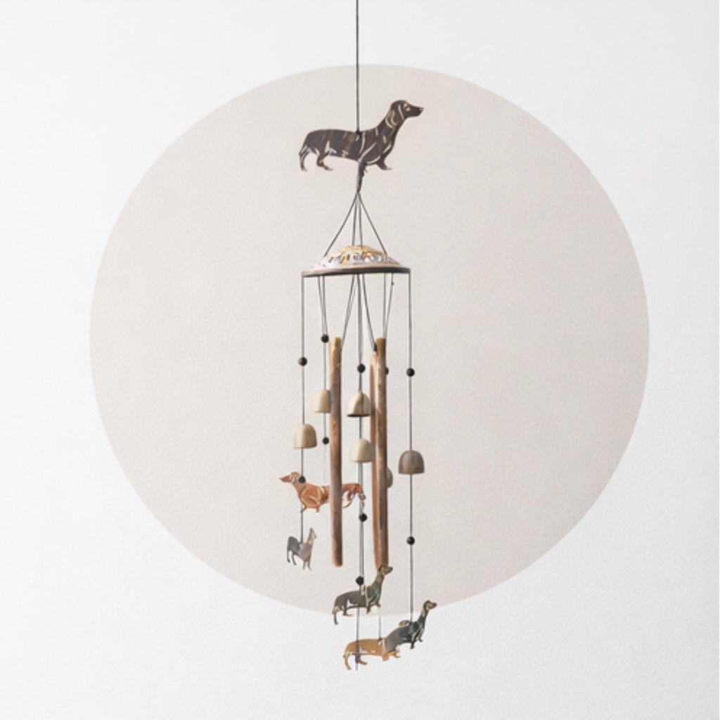 Handcrafted Aluminum Dachshund Wind Chime | Wiener Dog Garden Decor | Soothing Outdoor Melody
