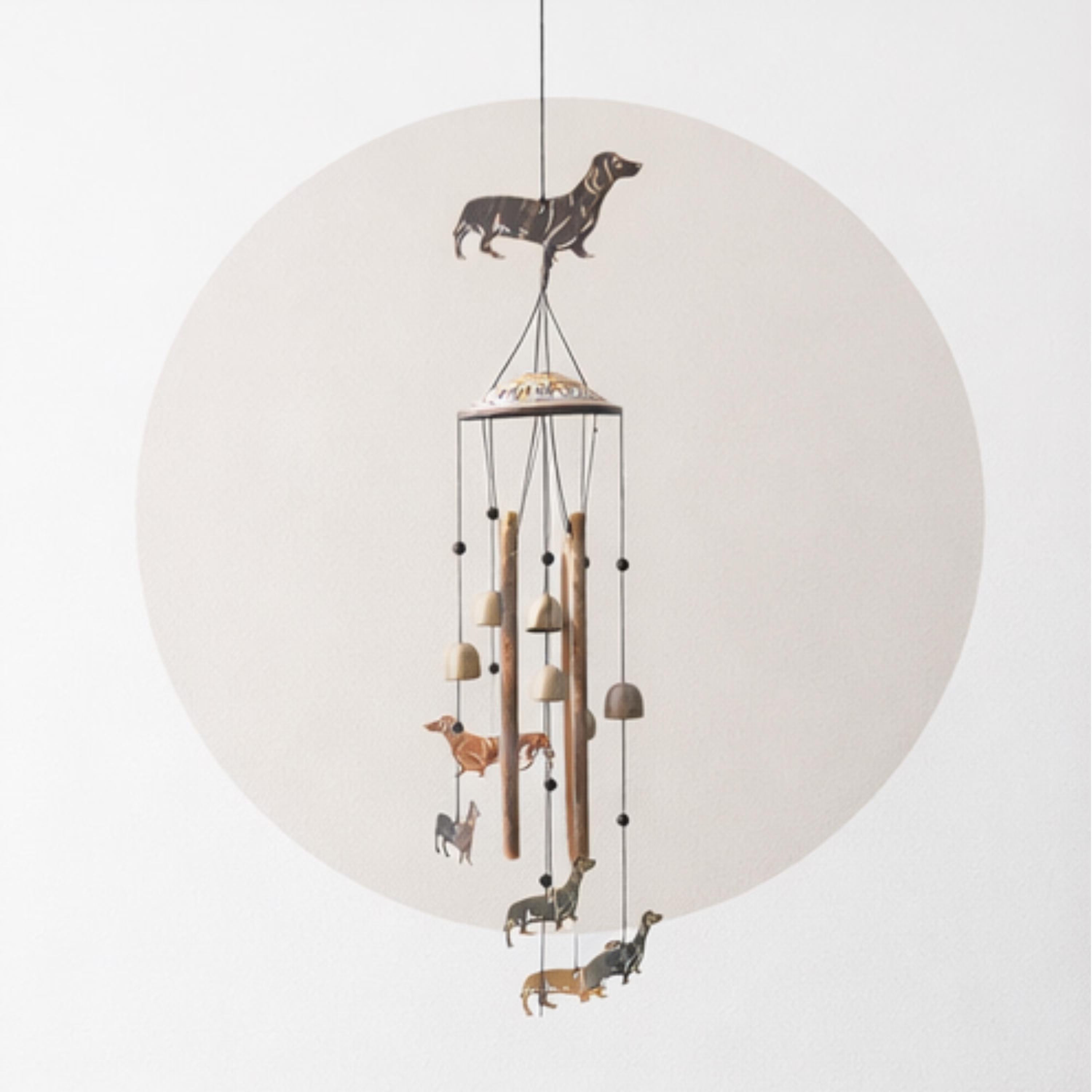 Handcrafted Aluminum Dachshund Wind Chime | Wiener Dog Garden Decor | Soothing Outdoor Melody