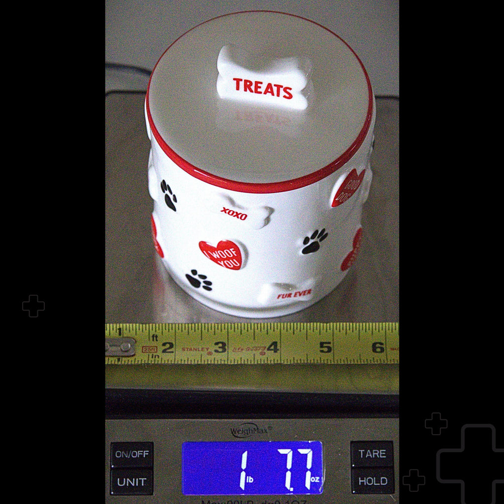 Vintage Ceramic Dog Treat Jar | Paw Prints, Hearts, Bones, Farmhouse Pet Storage