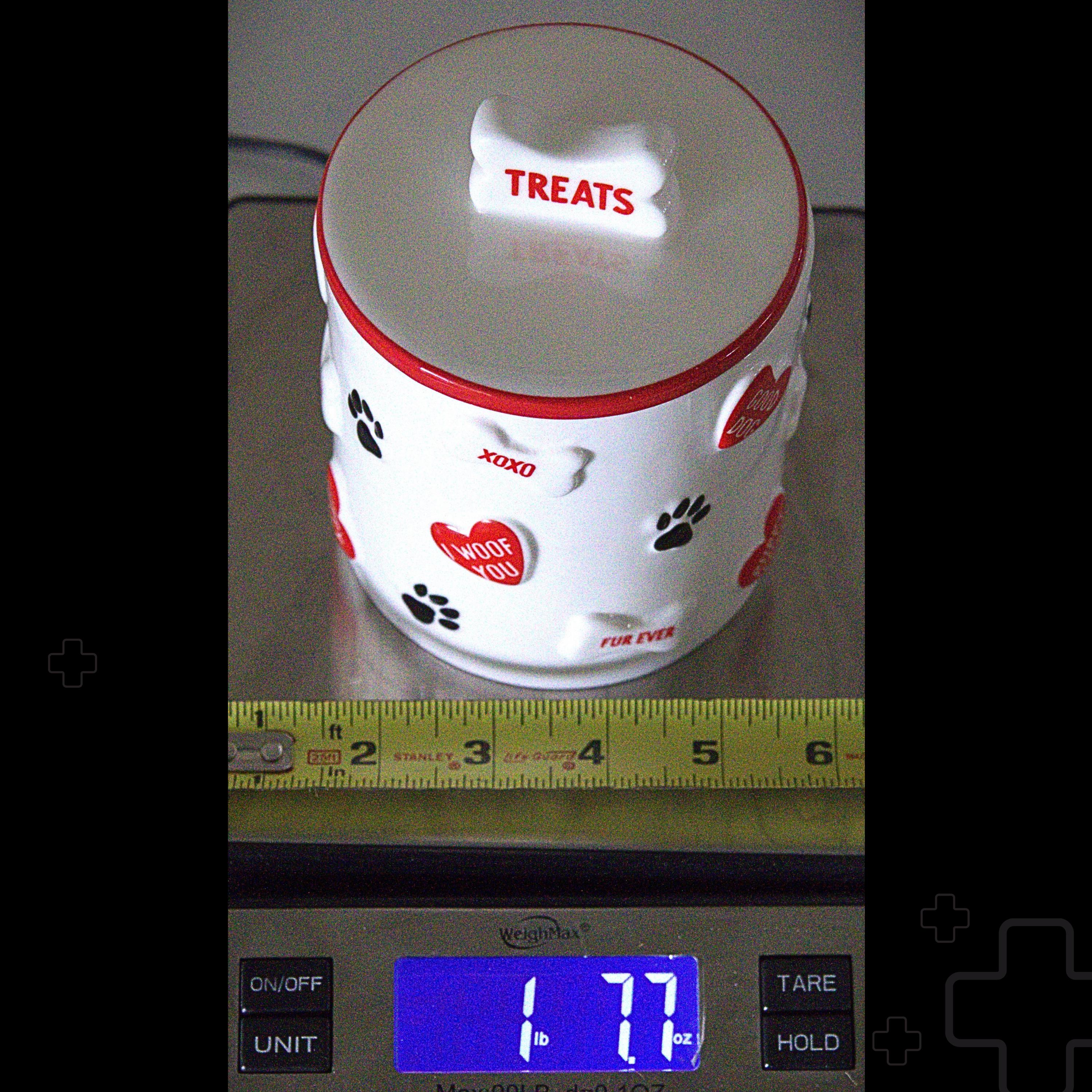 Vintage Ceramic Dog Treat Jar | Paw Prints, Hearts, Bones, Farmhouse Pet Storage